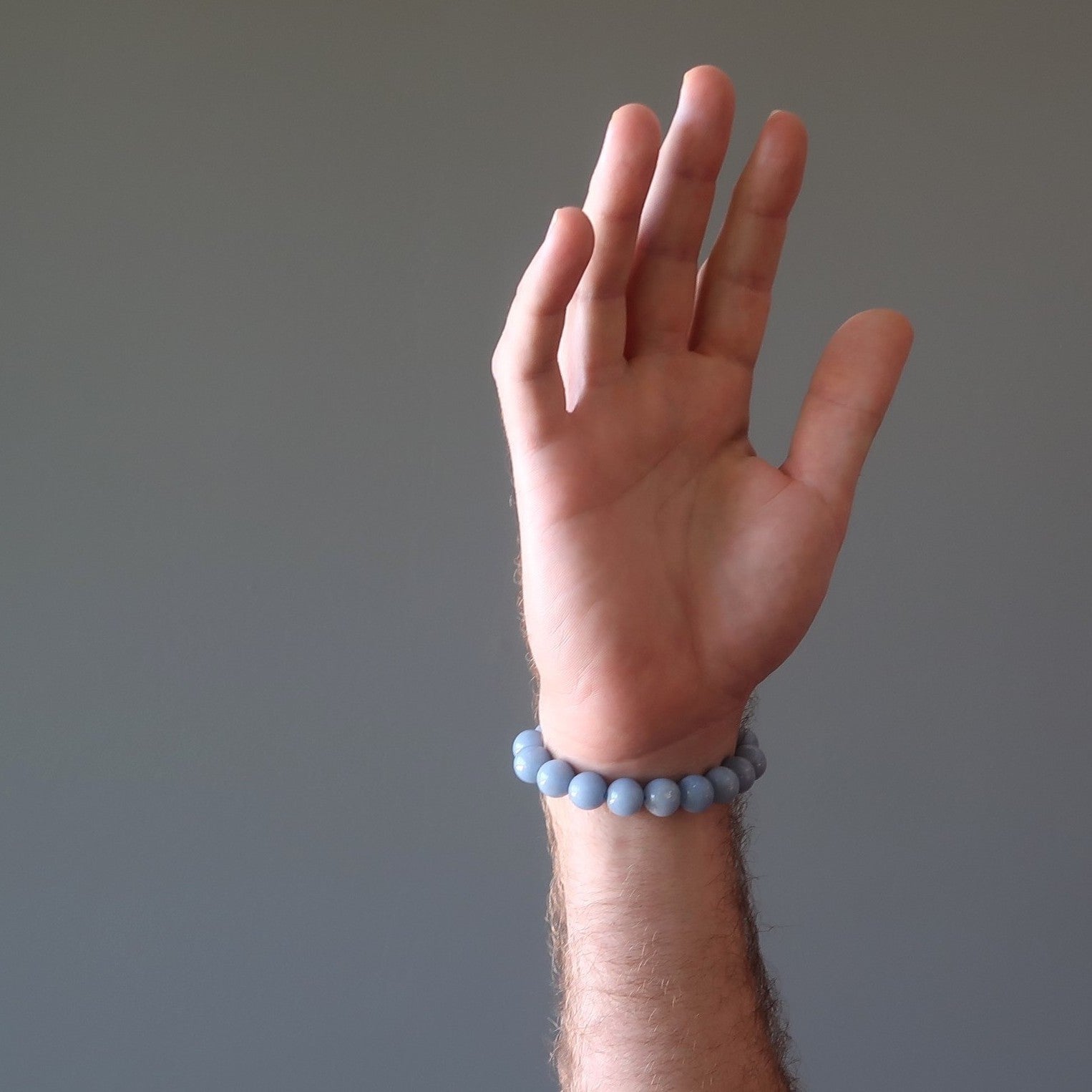 Angelite Bracelet & Lapis Lazuli Gemstone Beads Pyrite Starry Sky
