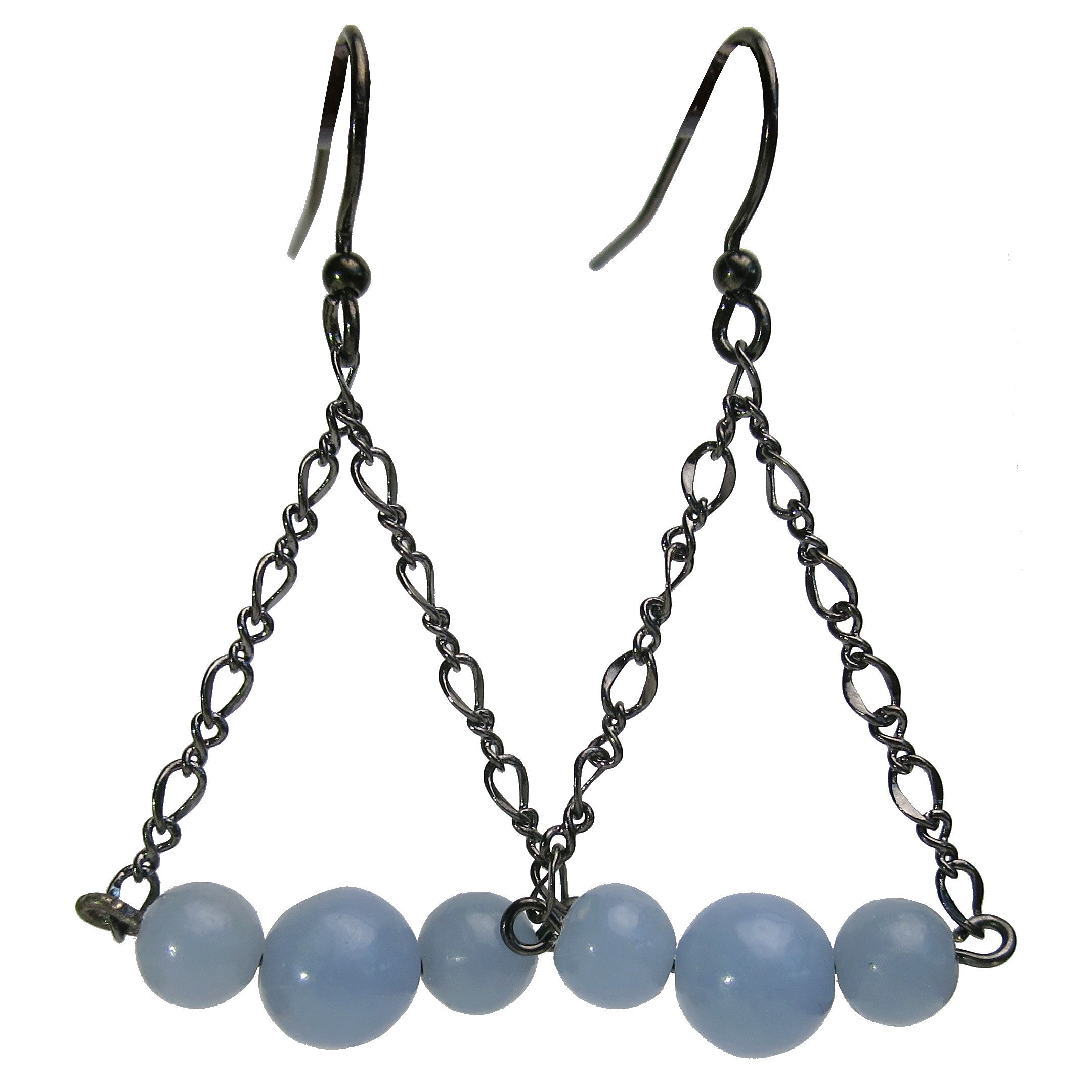 Angelite Earrings Cloud of Serenity Stone on Gunmetal
