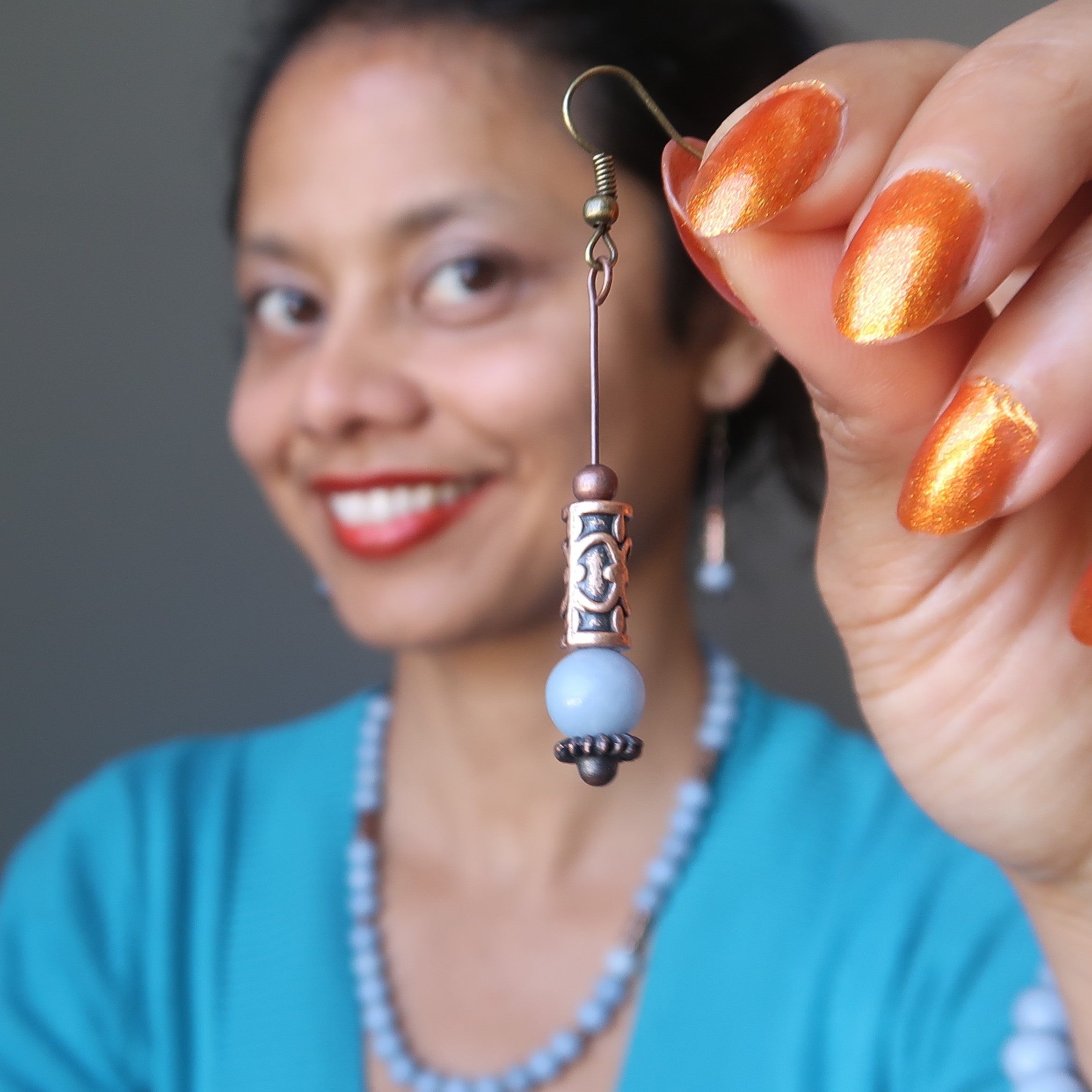 Boucles d'oreilles Angélite Maître du Ciel Bleu Bijoux Nostalgiques
