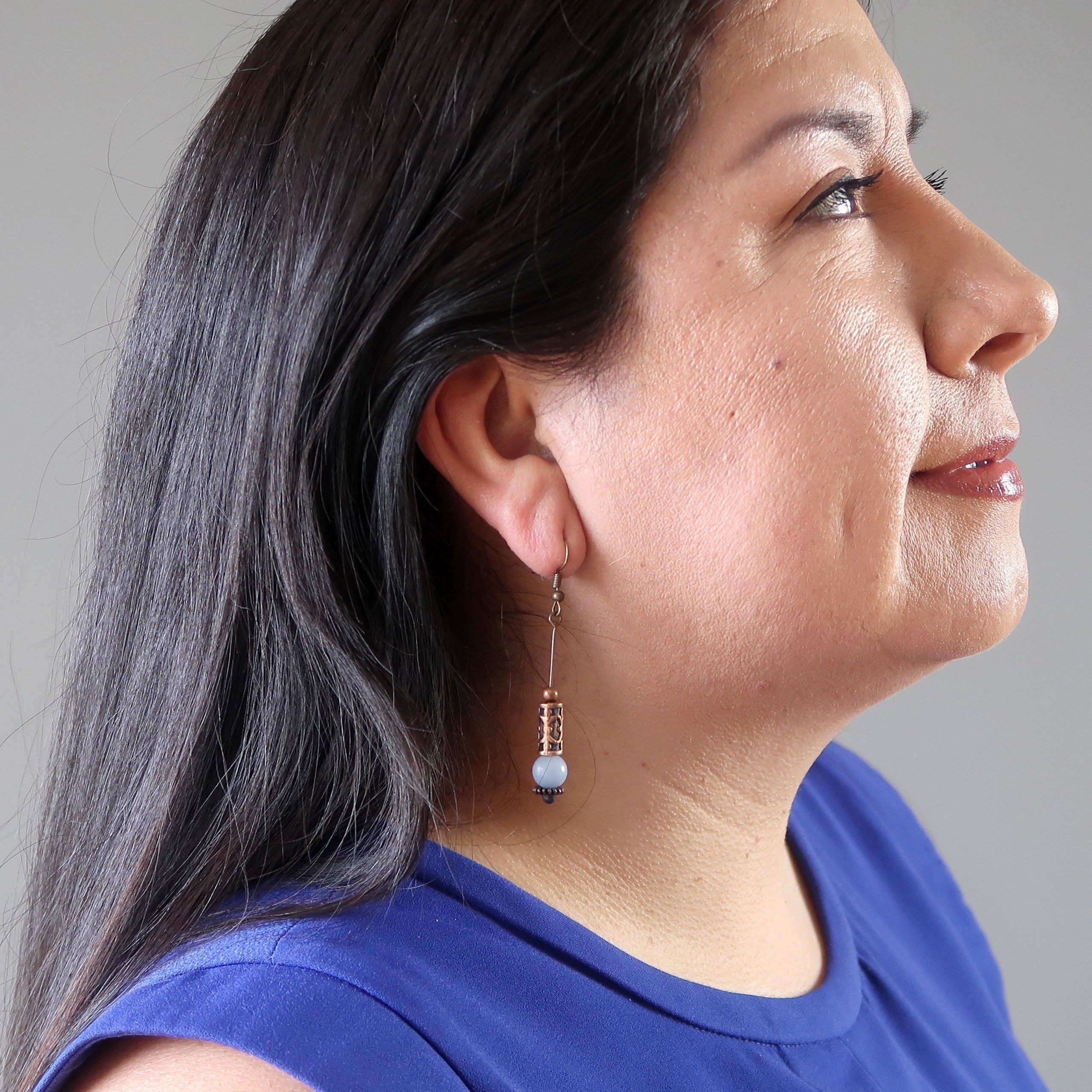 Boucles d'oreilles Angélite Maître du Ciel Bleu Bijoux Nostalgiques