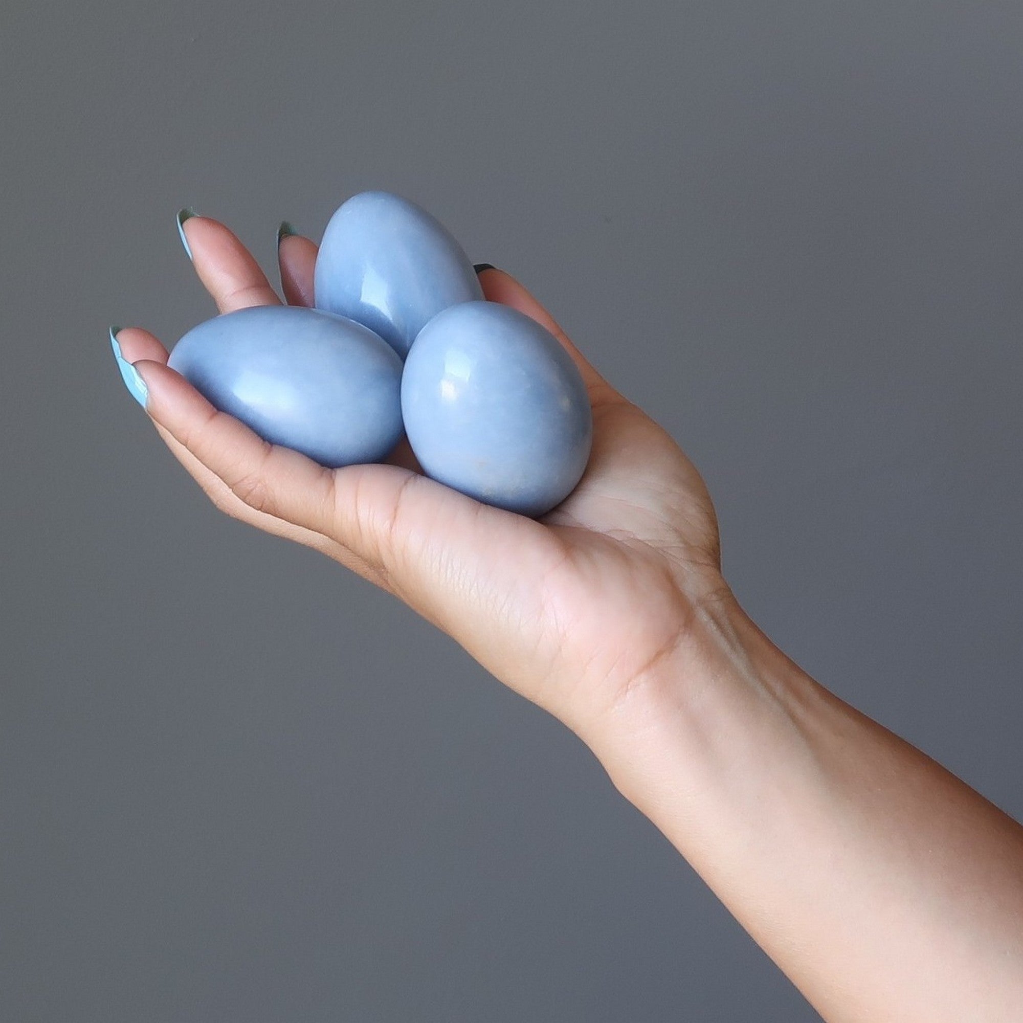 Angelite Ei Blau Schutzengel Himmlischer Meditations-Edelstein