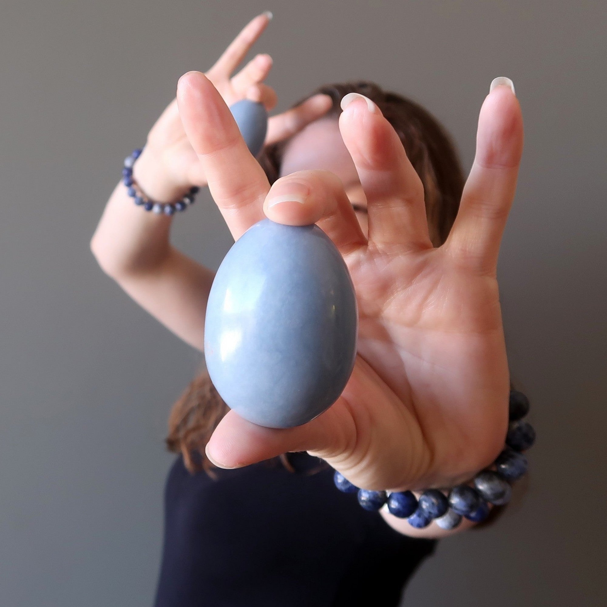 Angelite Ei Blau Schutzengel Himmlischer Meditations-Edelstein
