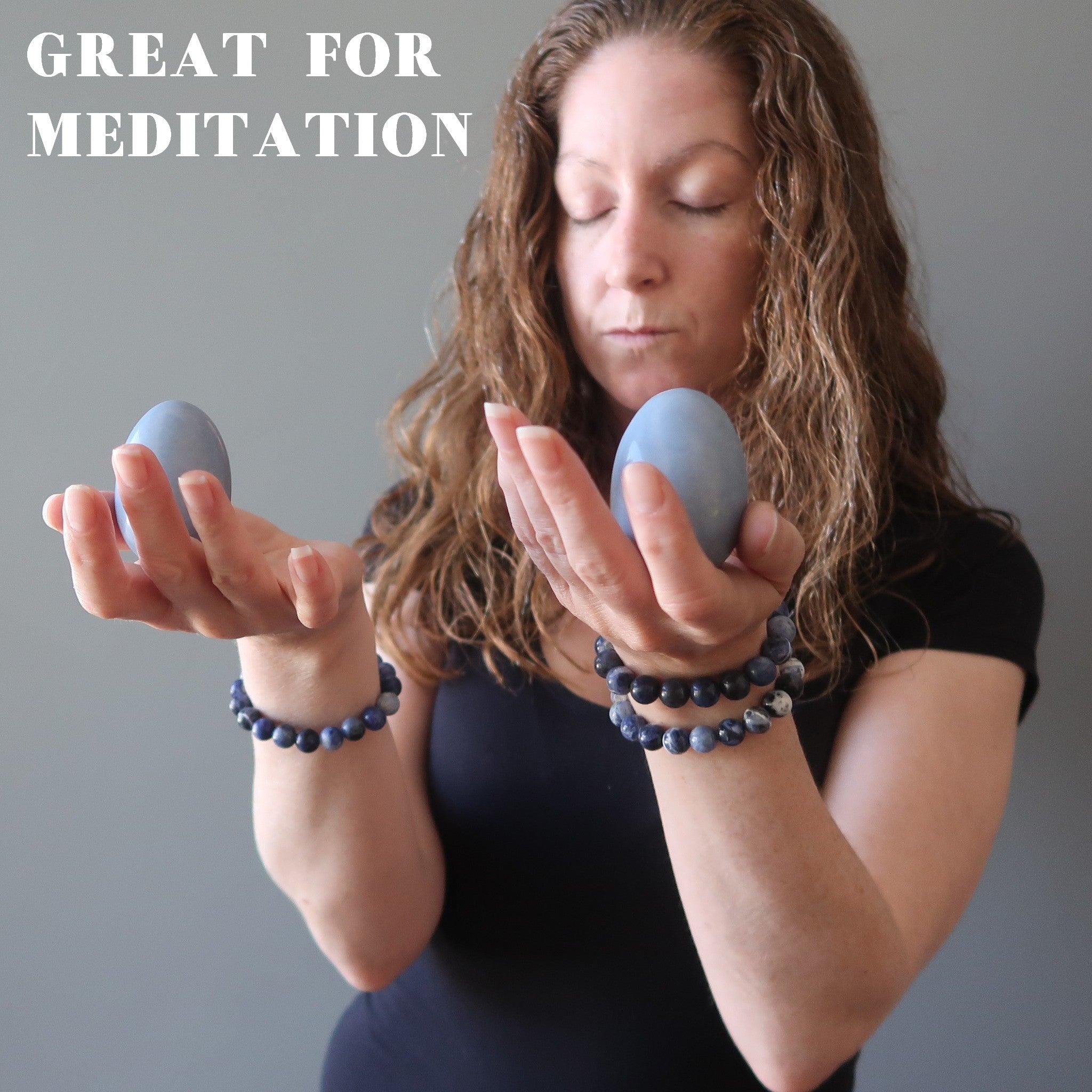 Angelite Ei Blau Schutzengel Himmlischer Meditations-Edelstein