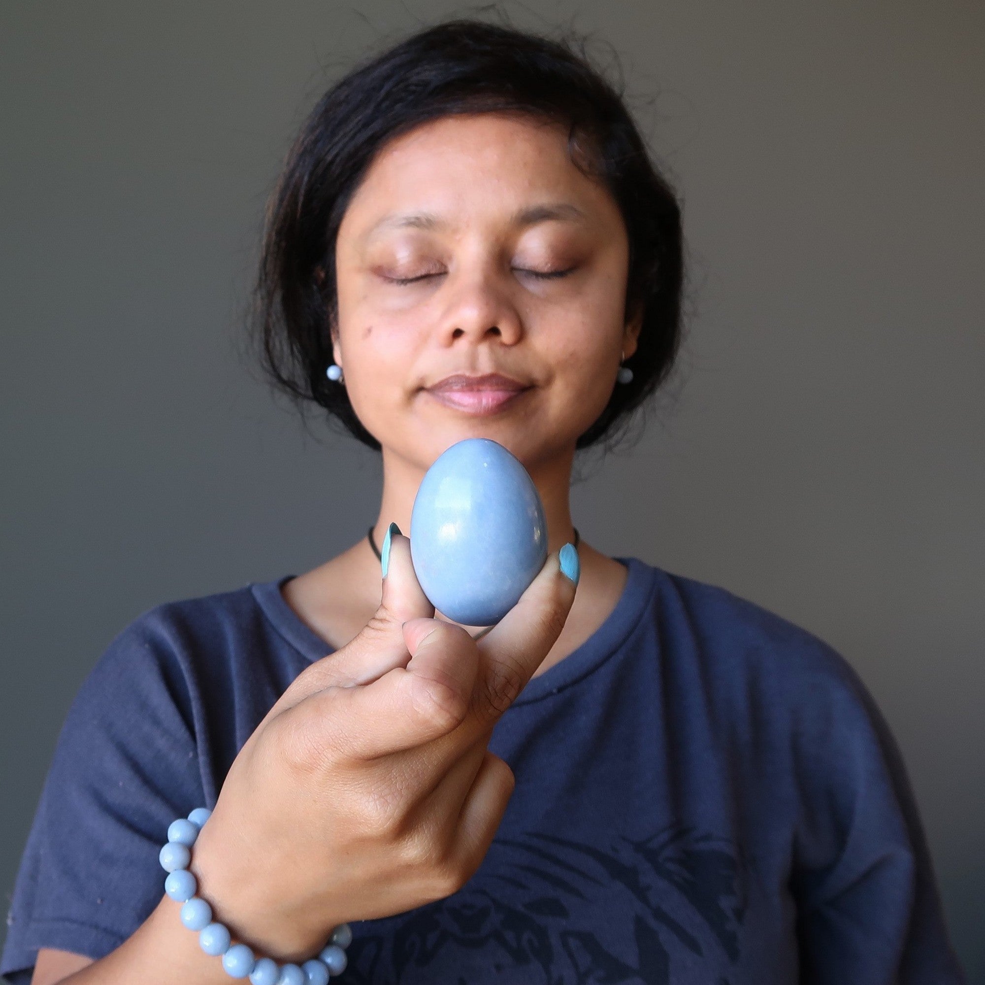 Angelite Ei Blau Schutzengel Himmlischer Meditations-Edelstein