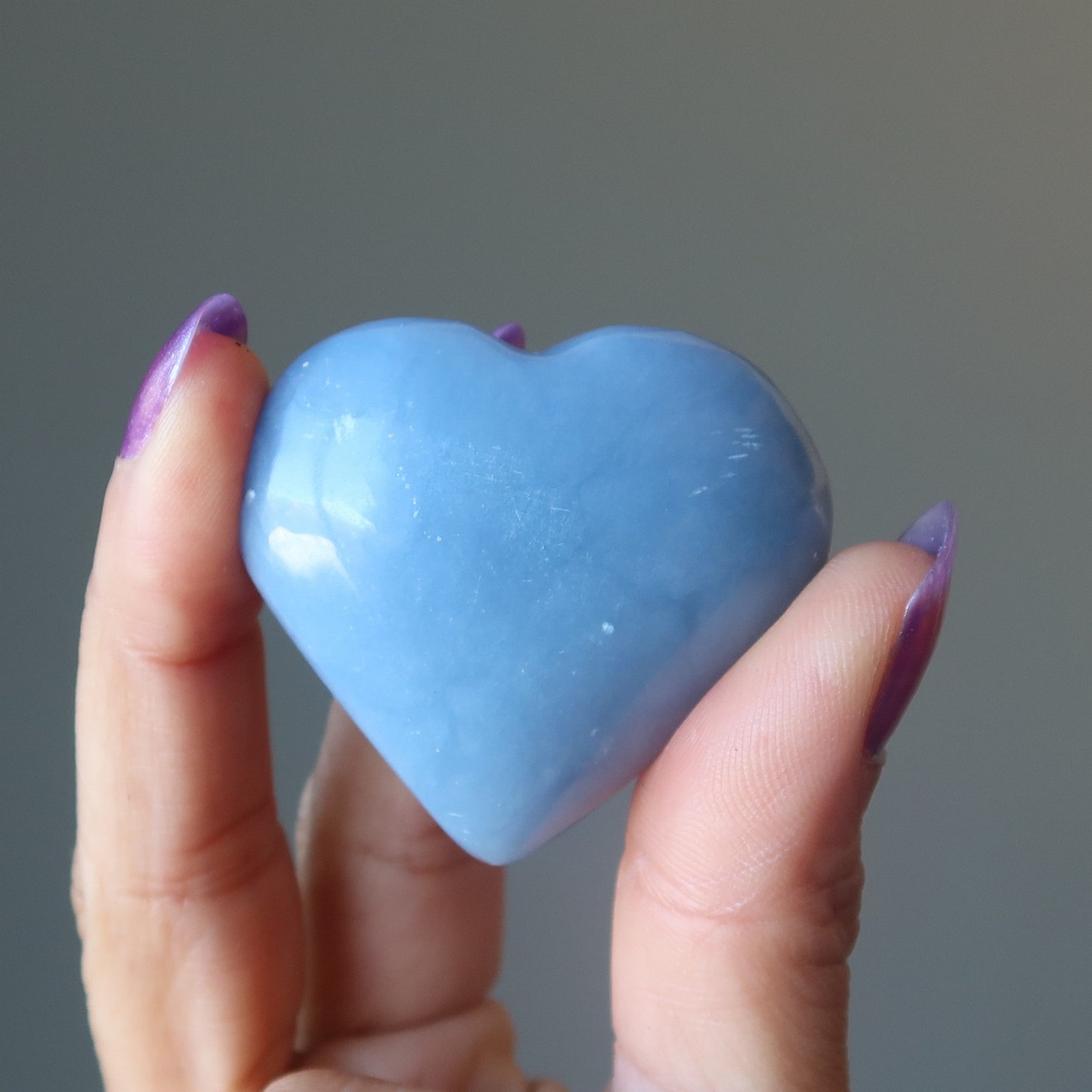 Cœur d'Angélite Vague Bleue Vibration d'Amour Cristal