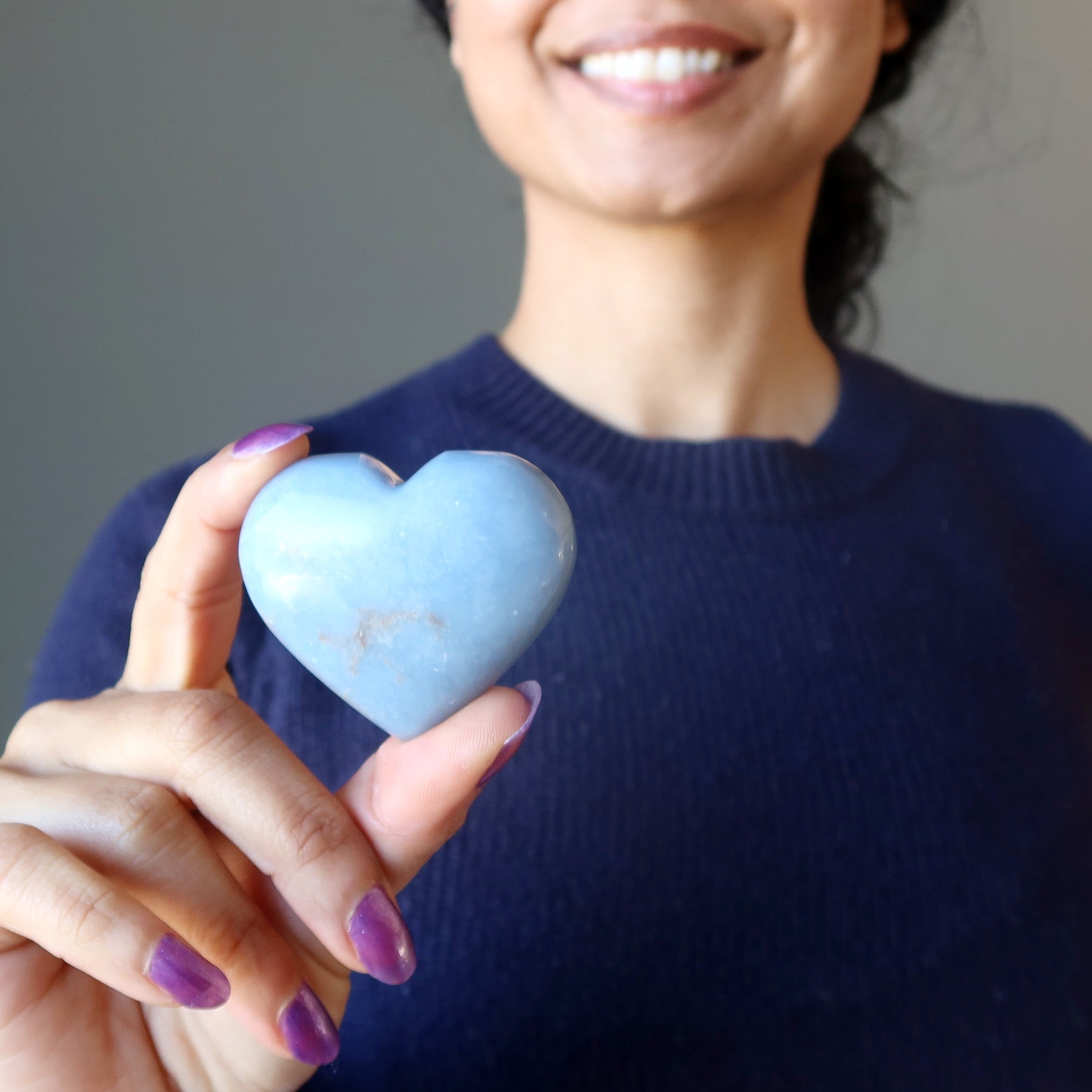 Cœur d'Angélite Vague Bleue Vibration d'Amour Cristal