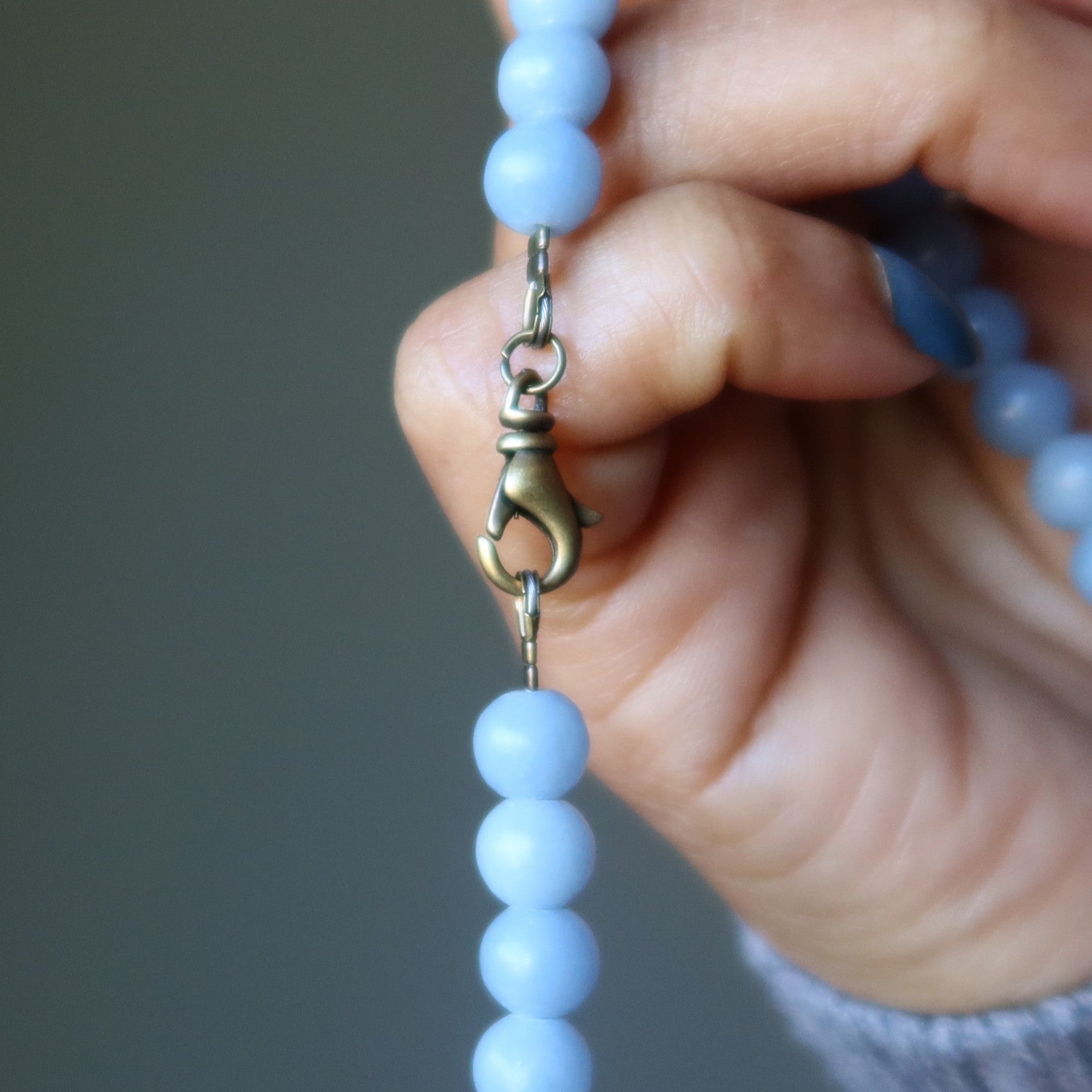 Collier Angélite Anges Autour Cristal Bleu