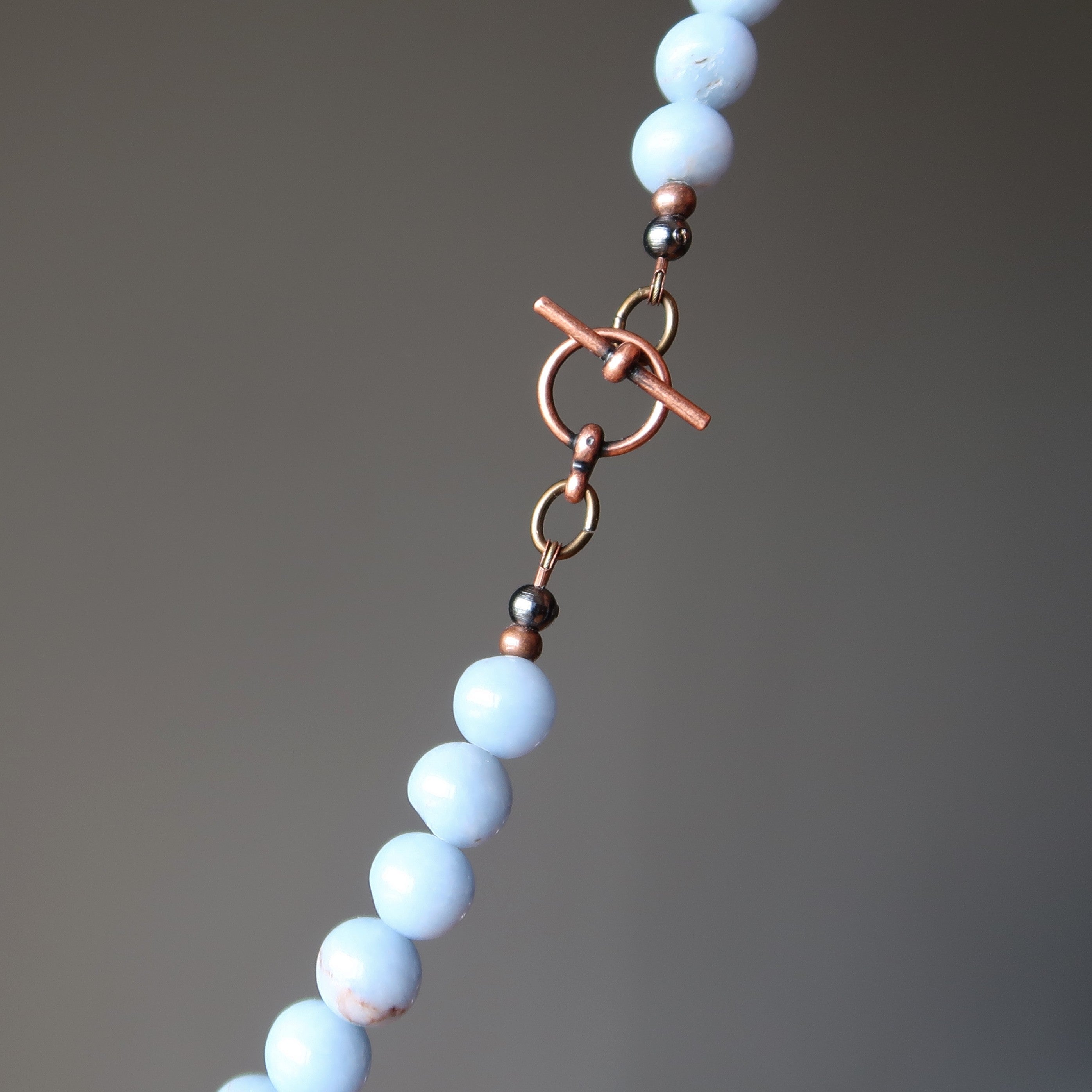 Angelite Necklace Hug of Angels Antiqued Copper