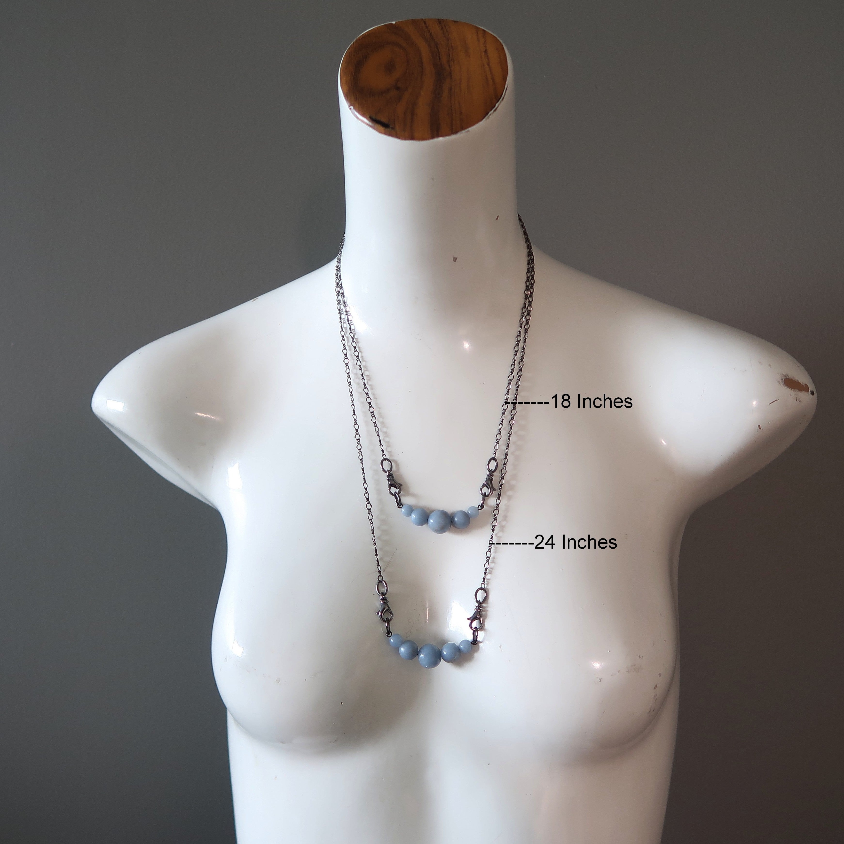 Angelite Necklace Cloud of Serenity Blue Gem Gunmetal