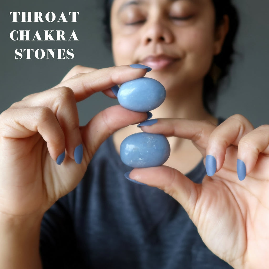 Angelite Tumbled Stone Calm Blue Crystals