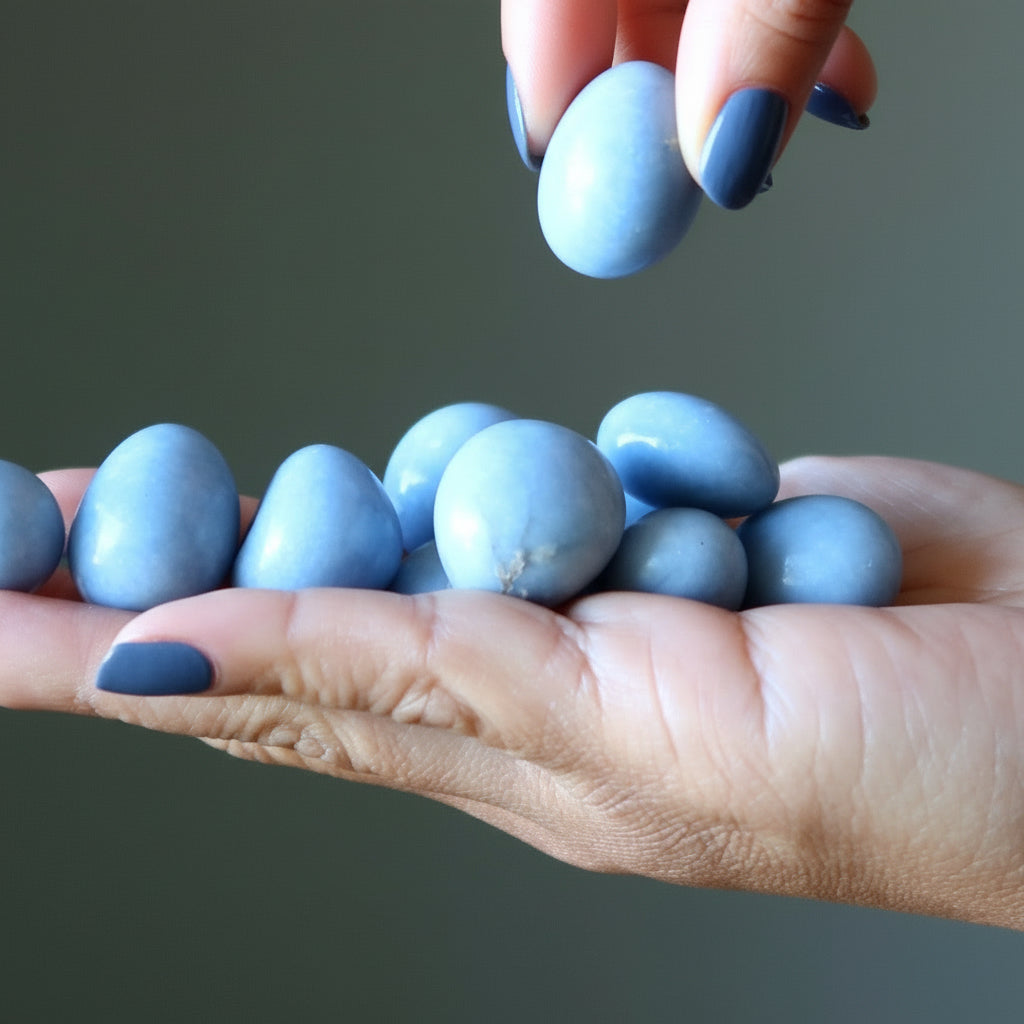 Angelite Tumbled Stone Calm Blue Crystals