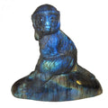 Figurine d'animal sculptée en cristal de labradorite bleue irisée, singe