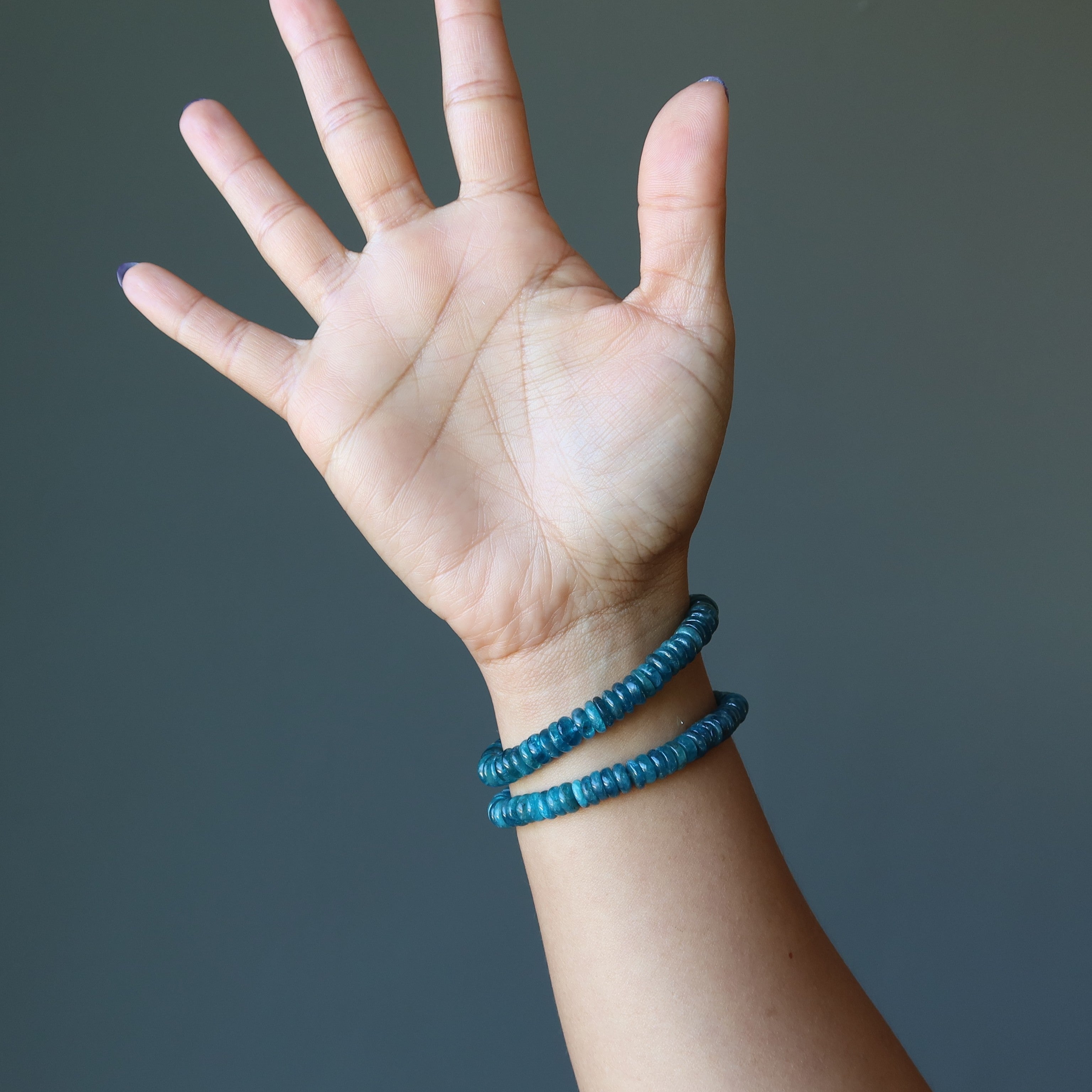 Apatite Bracelet Brilliant Blue Rondelle Beads