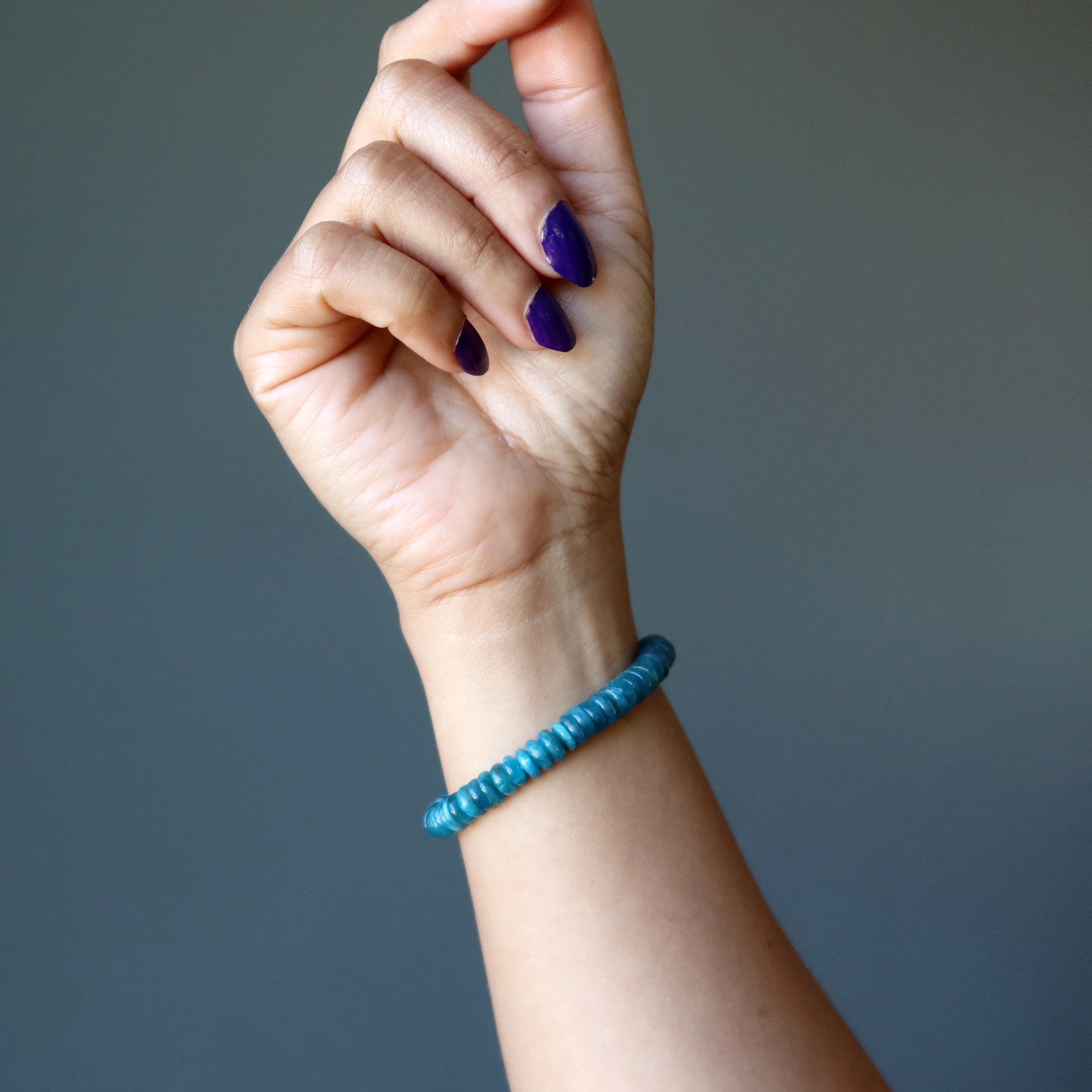 Apatite Bracelet Brilliant Blue Rondelle Beads