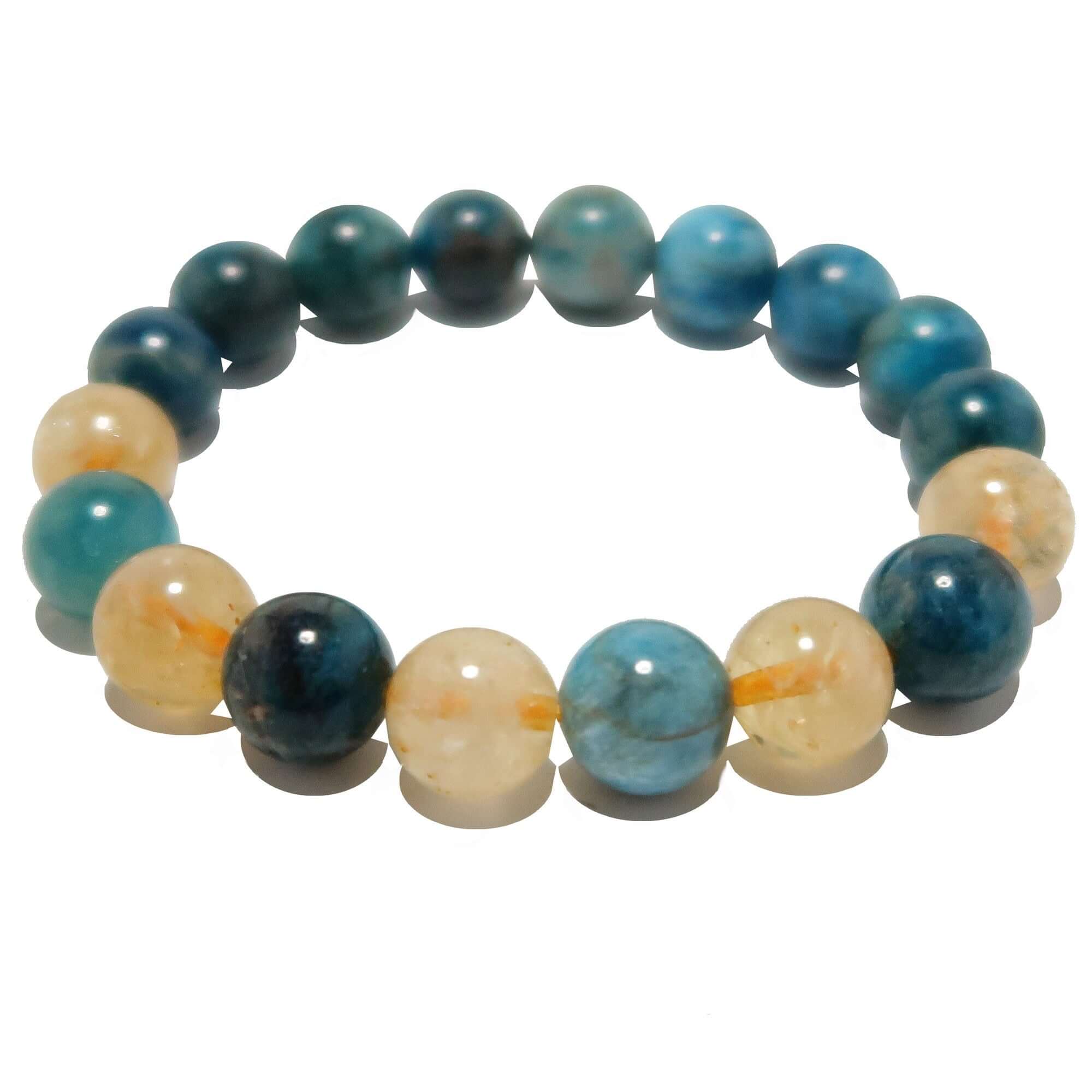 Apatite Bracelet & Citrine Crystal Beads Sunny Sky Abundance