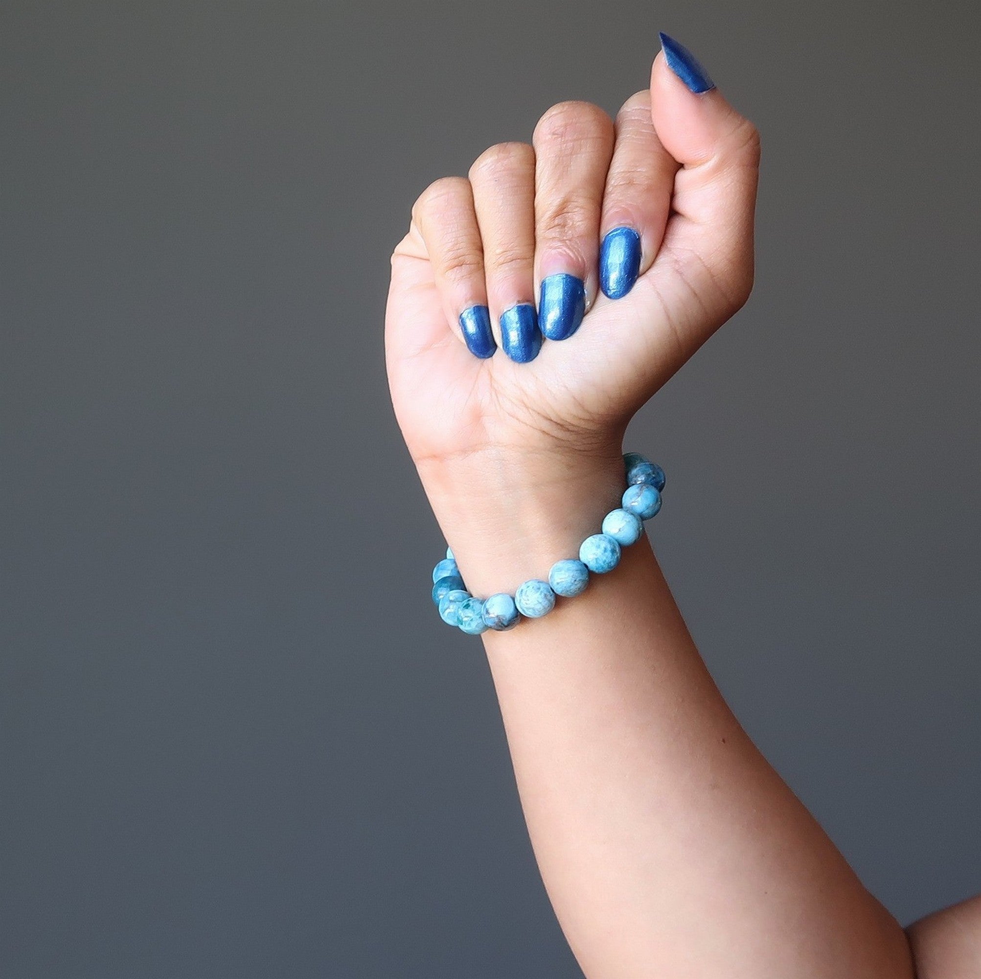 Apatite Bracelet Blue Gemstone Beads Sky High Success