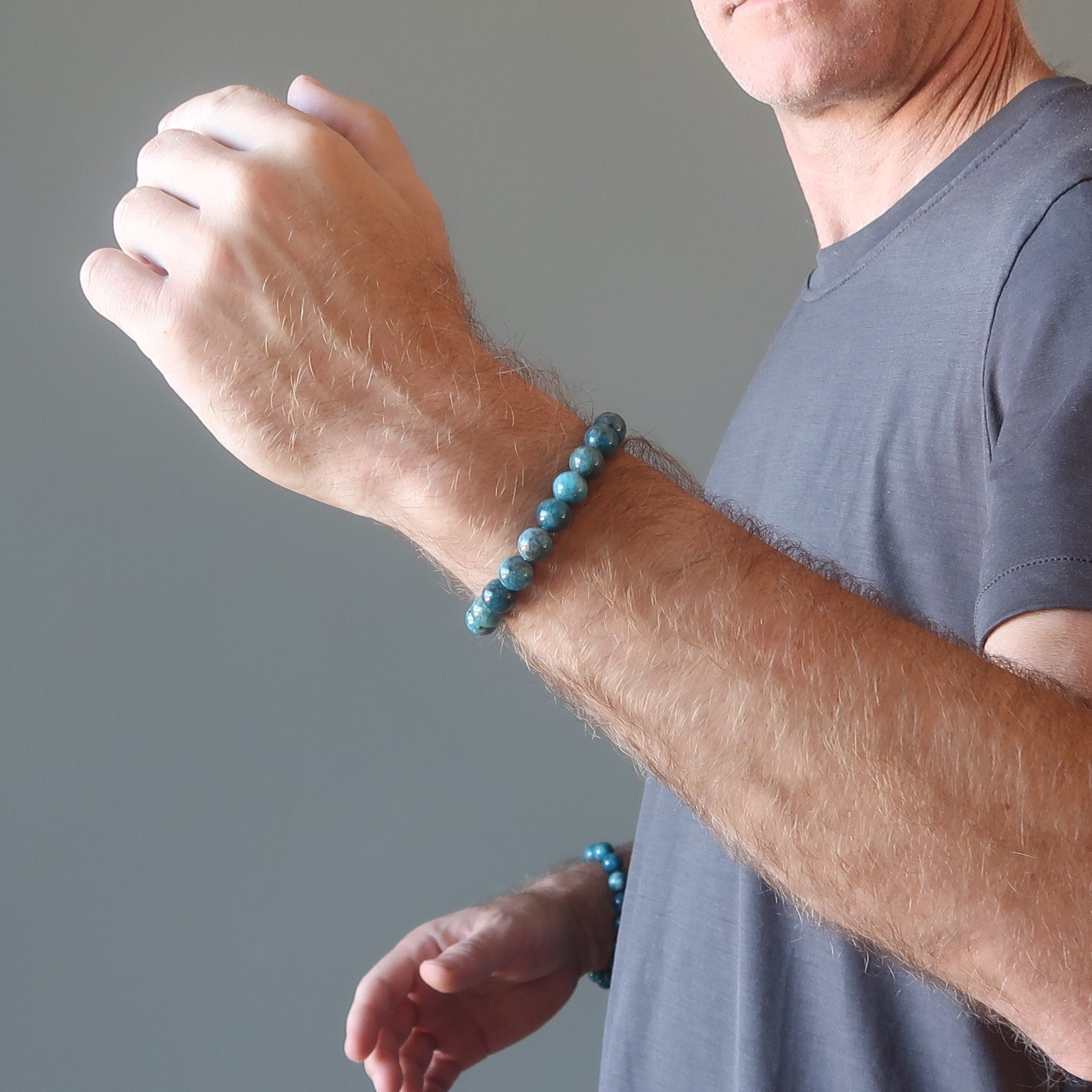 Apatite Bracelet Blue Gemstone Beads Sky High Success