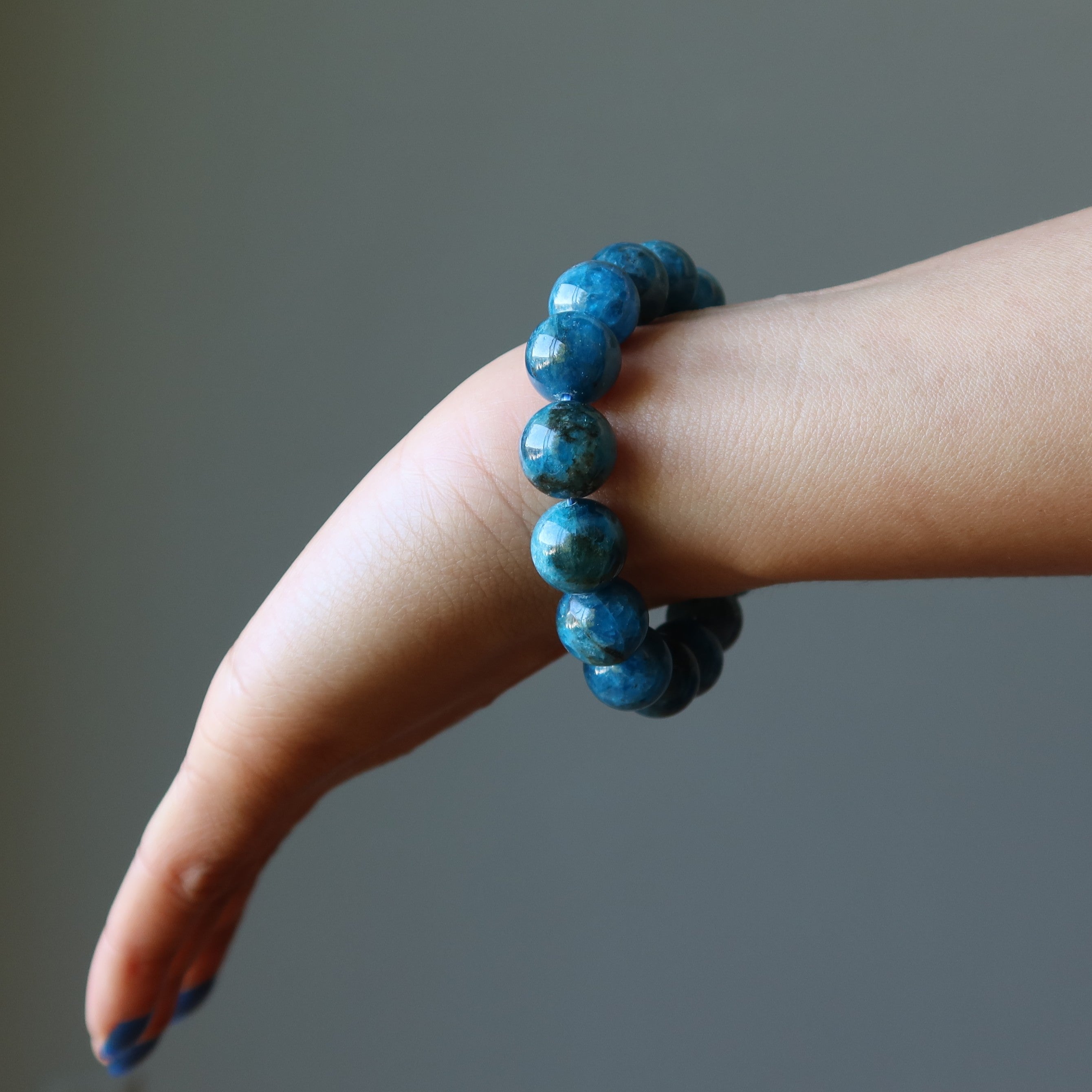 Apatite Bracelet Blue Gemstone Beads Sky High Success