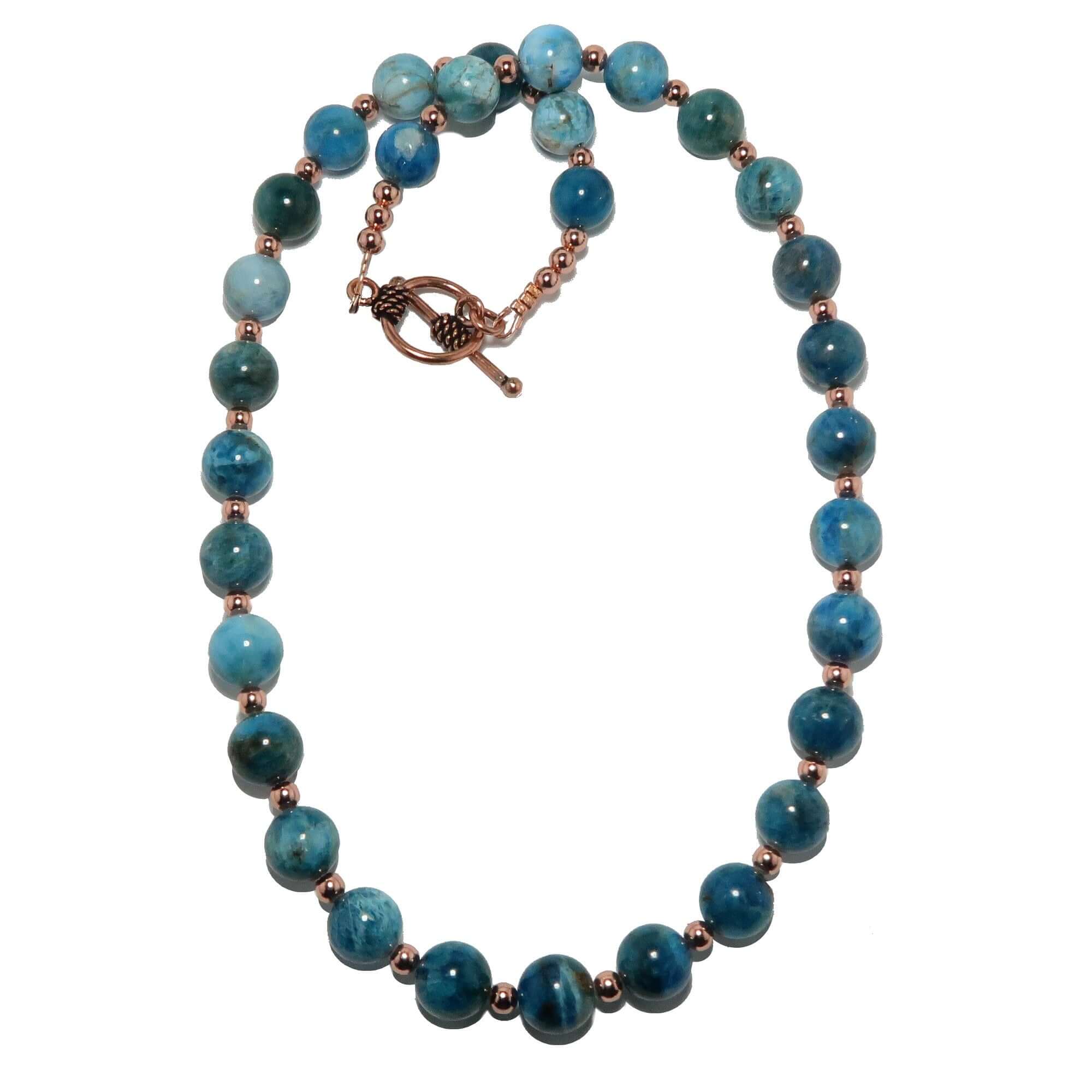 Apatite Necklace Blue Manifestation Beads Copper