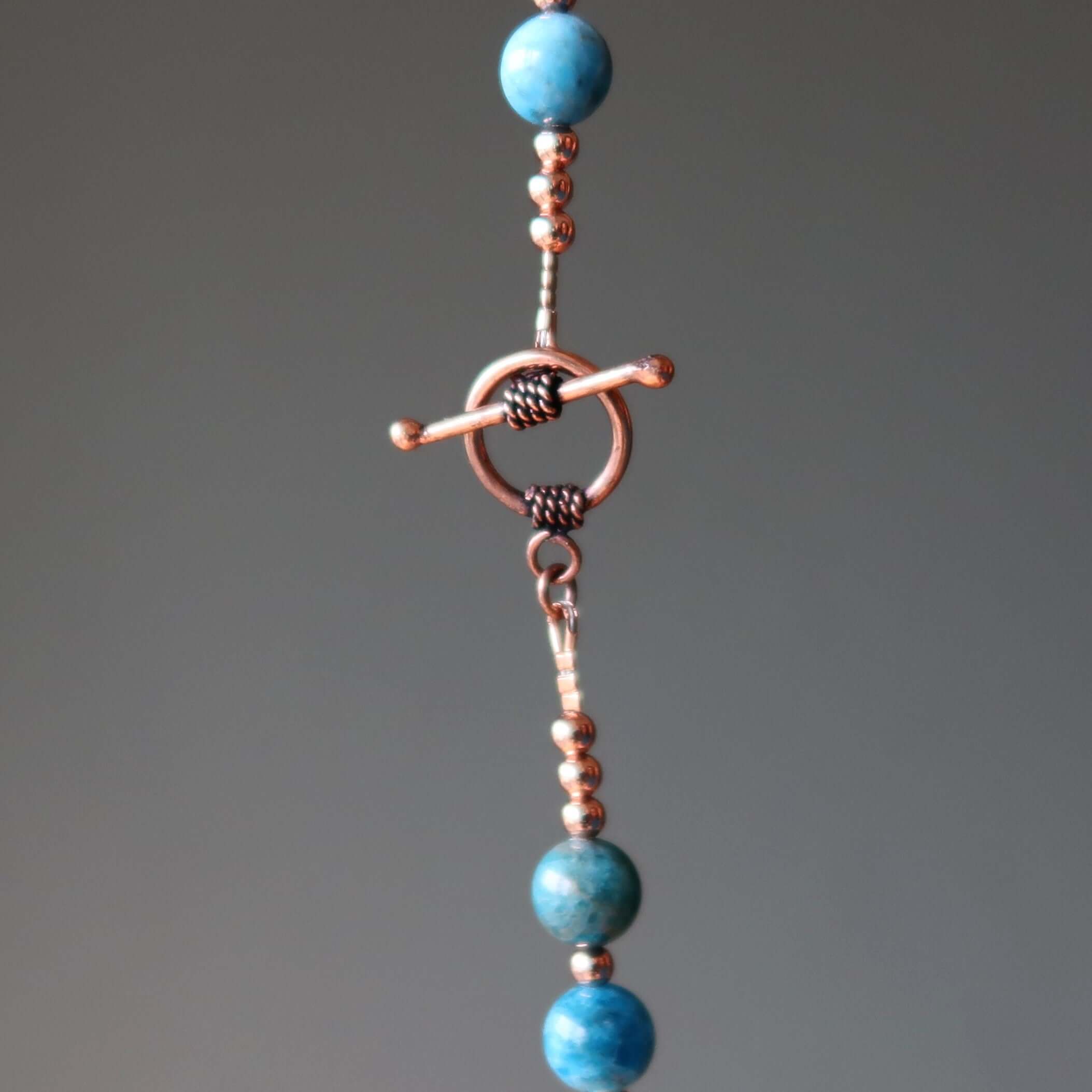 Apatite Necklace Blue Manifestation Beads Copper