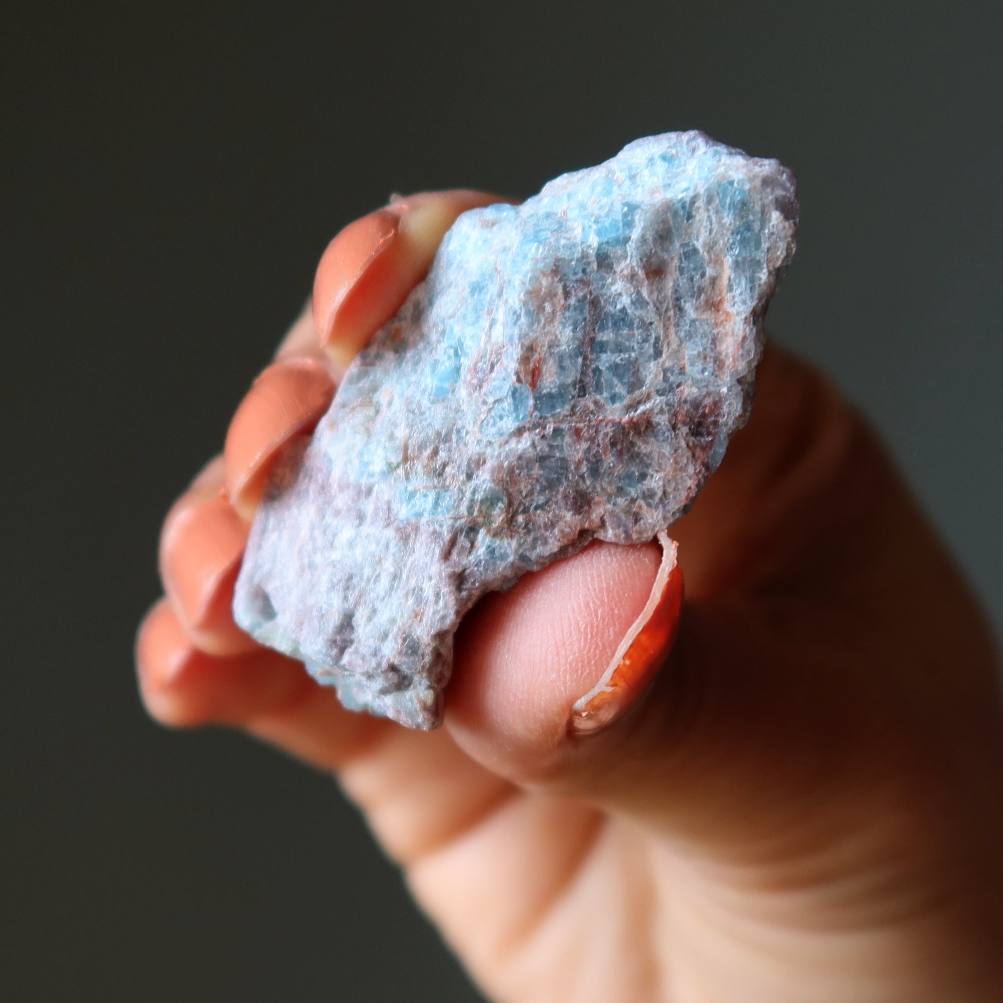 Apatit Rohkristall-Set 8 blaue Hals- & Stirnchakra-Steine