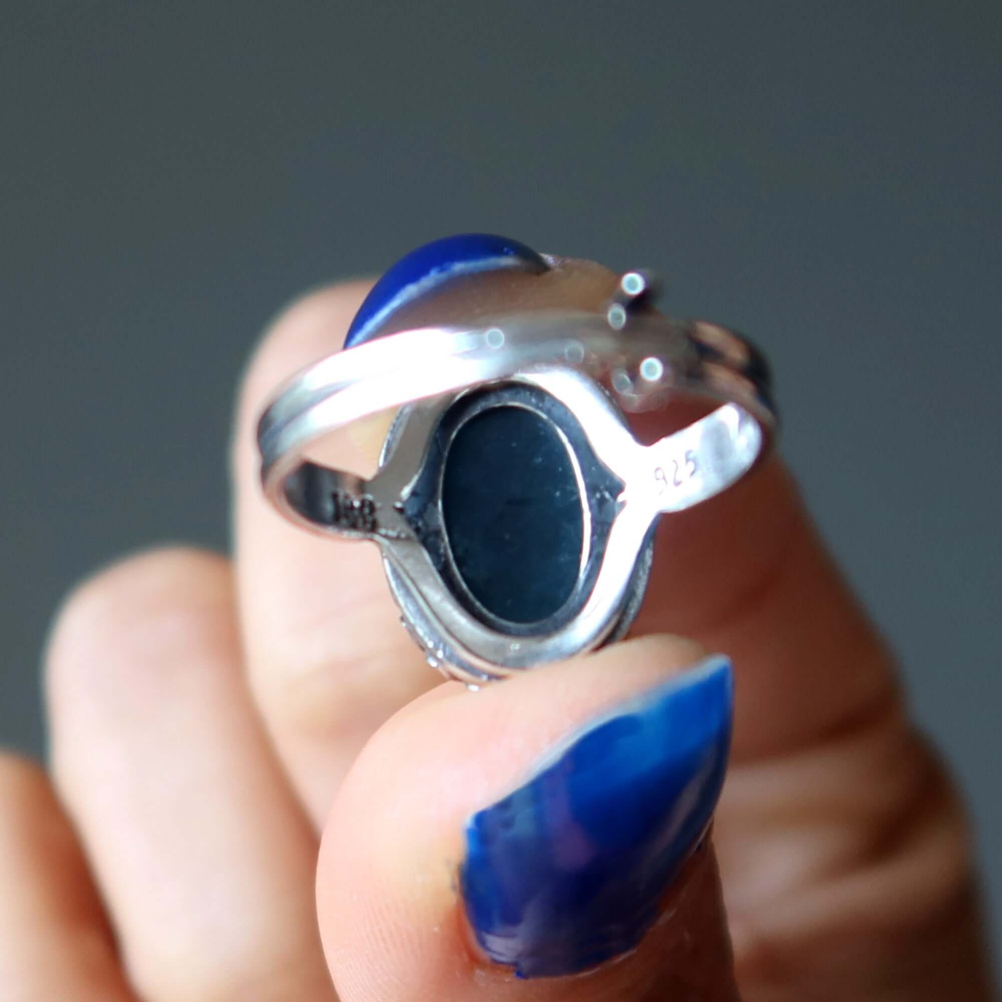 Apatite Ring Blue Shine Sterling Silver Adjustable