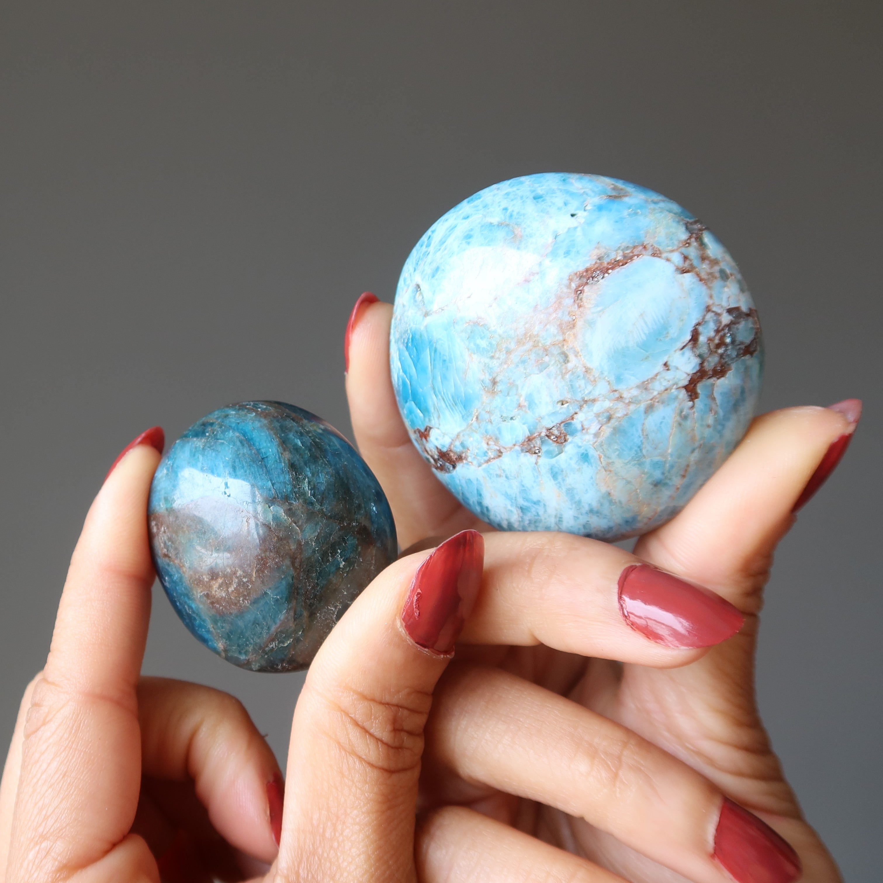 Apatit-Handstein-Bündel Blaues Himmel-Mandala-Set mit 9 Stück