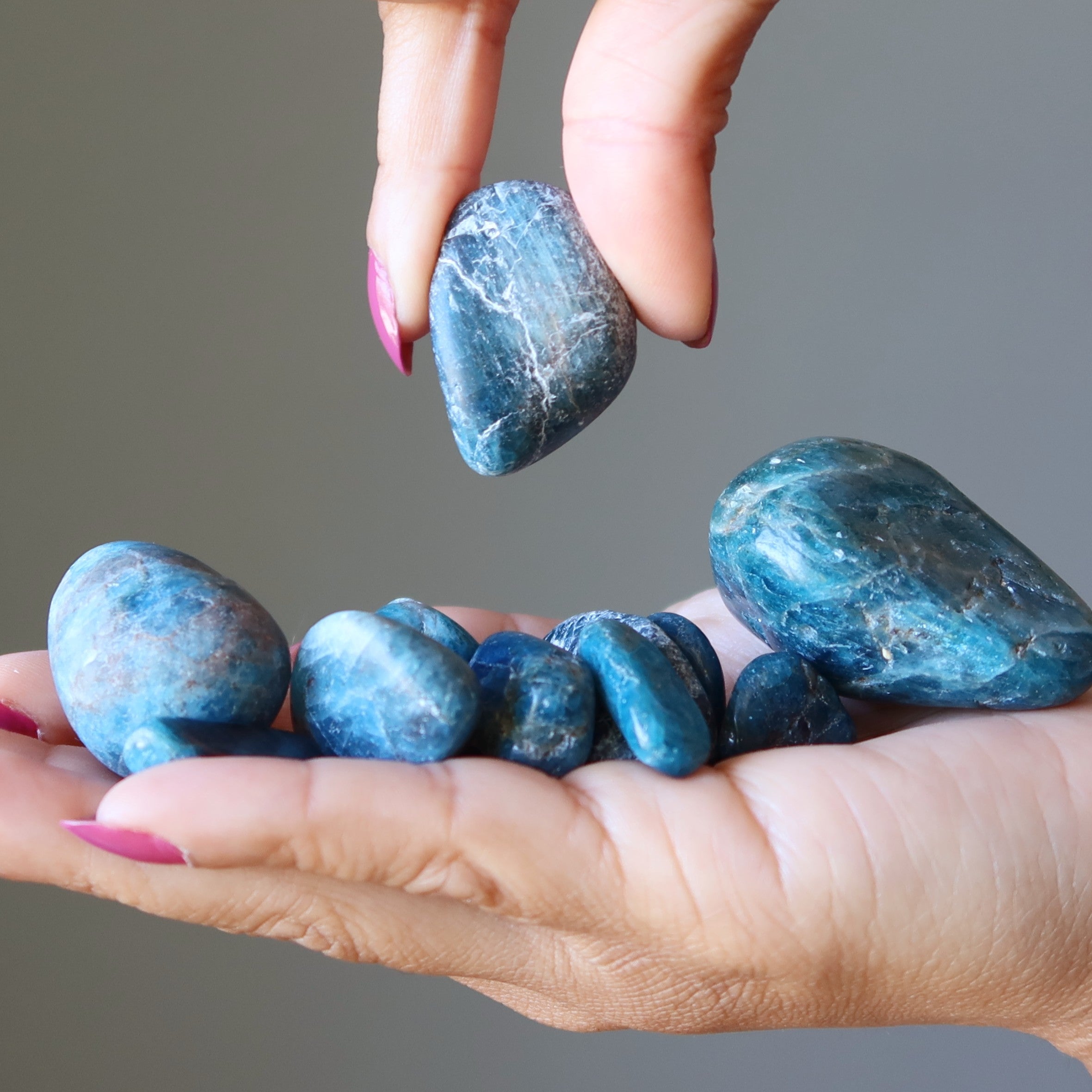 Apatite Tumbled Stone Blue Burst Crystal
