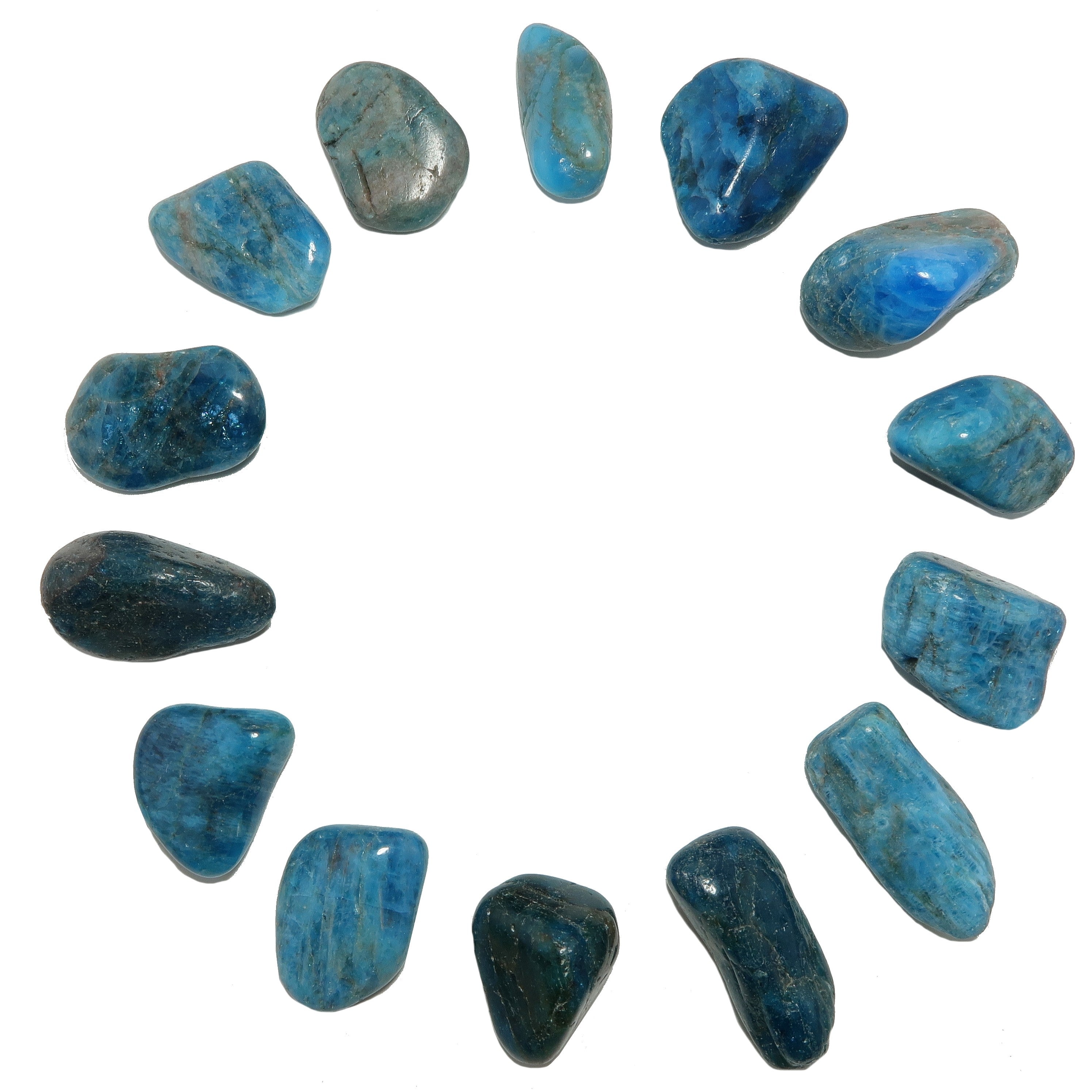 Apatit Trommelstein Blau Kristall