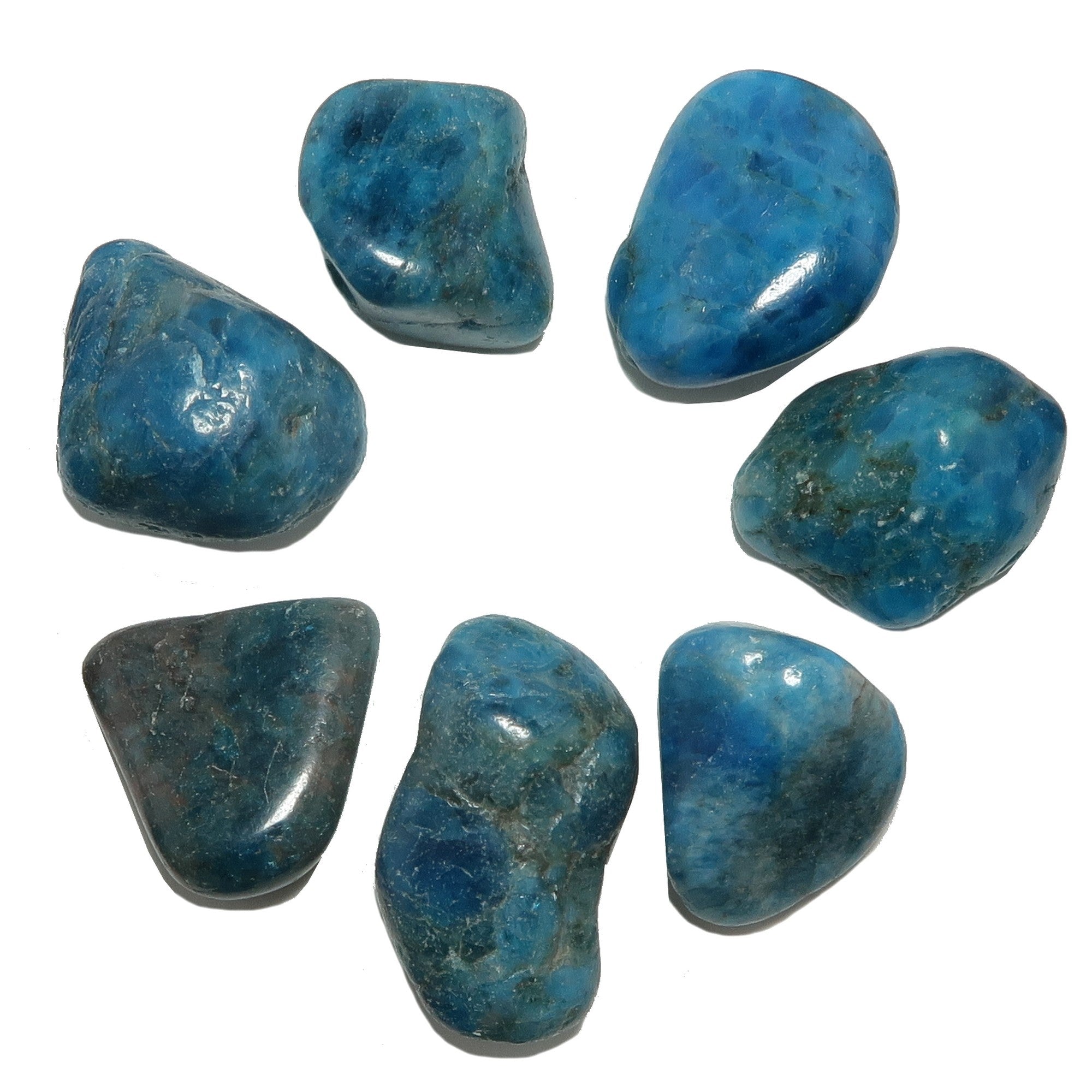 Apatit Trommelstein Blau Kristall