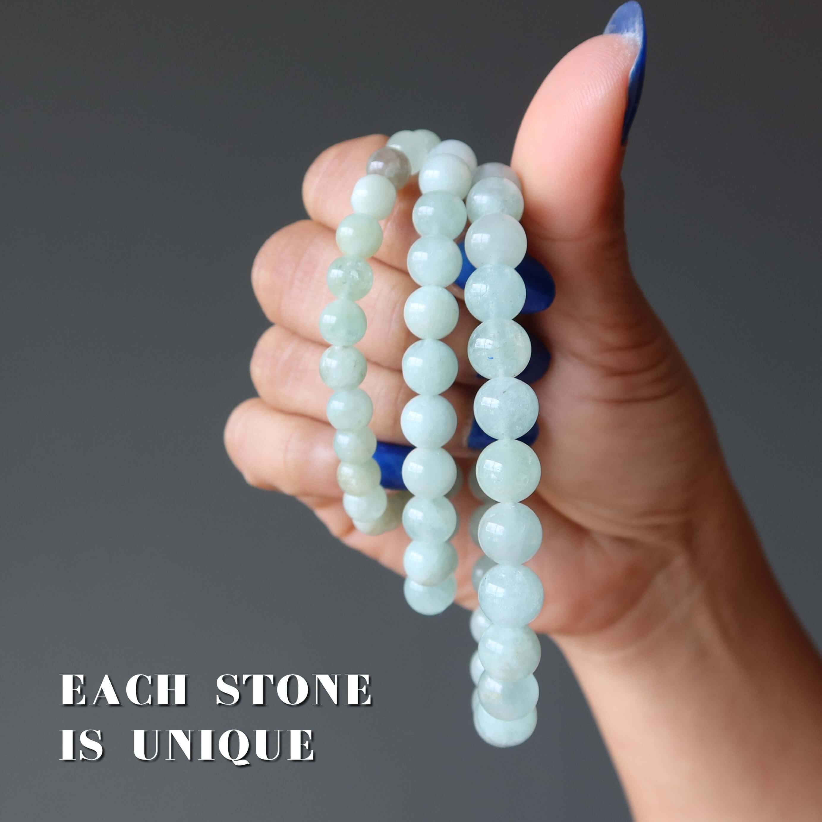 Aquamarine Bracelet Natural Blue-Green Gemstones of Serenity