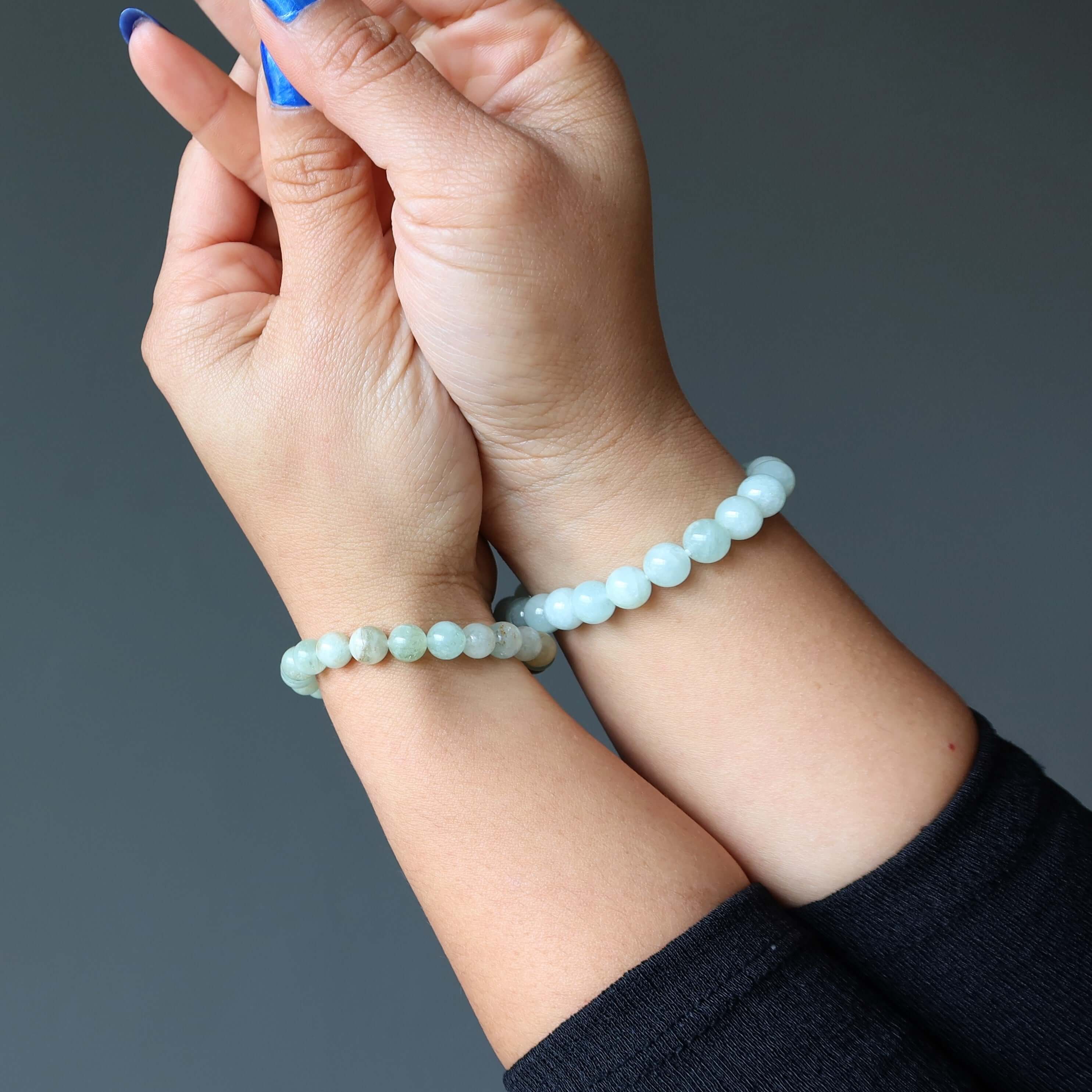 Aquamarine Bracelet Natural Blue-Green Gemstones of Serenity