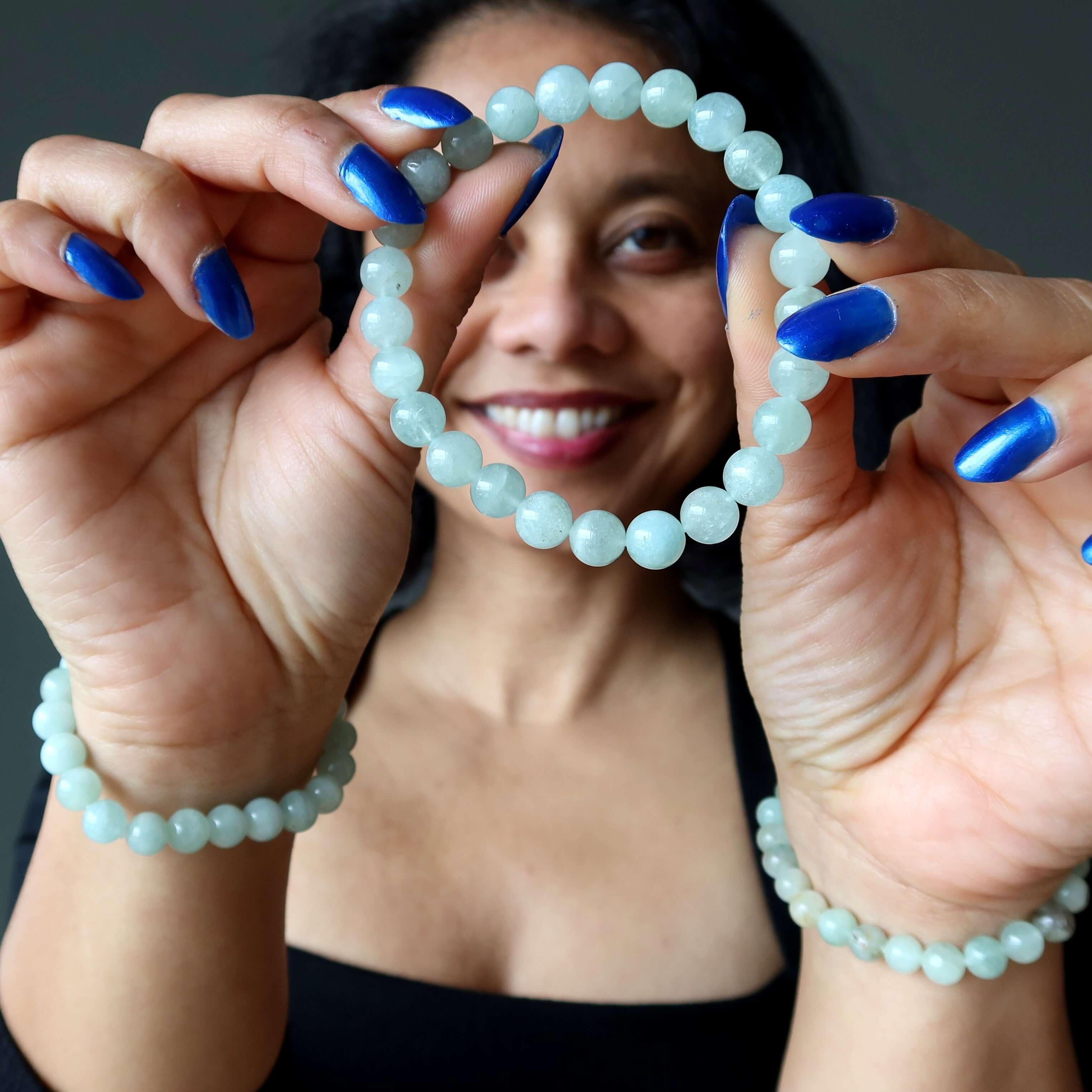 Aquamarine Bracelet Natural Blue-Green Gemstones of Serenity