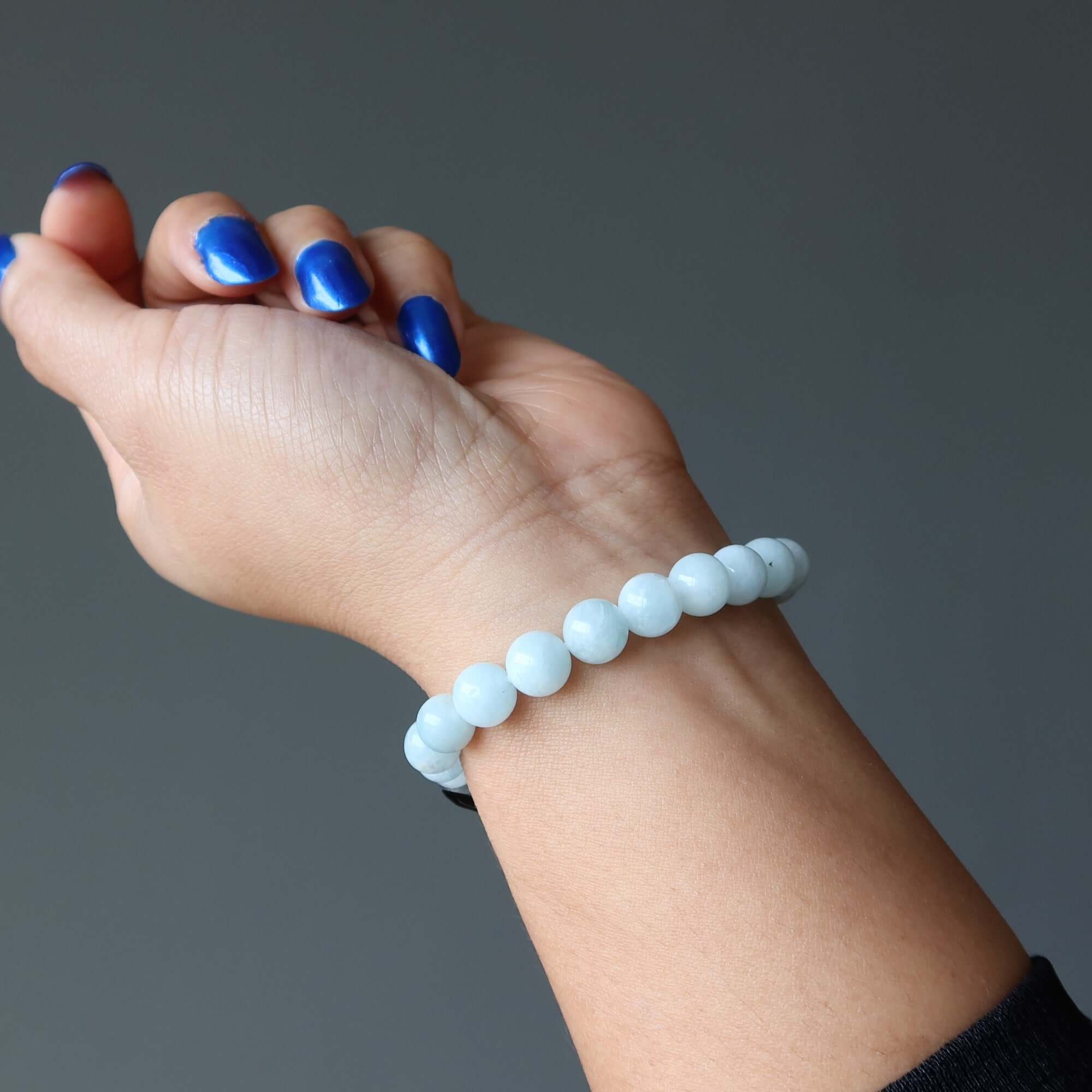 Aquamarine Bracelet & Black Tourmaline Bead Peace Protector