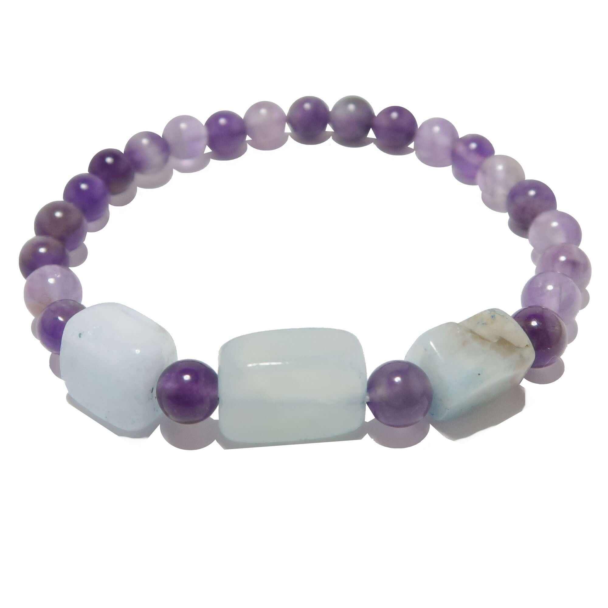Amethyst Bracelet & Aquamarine Asymmetrical Serenity Beads