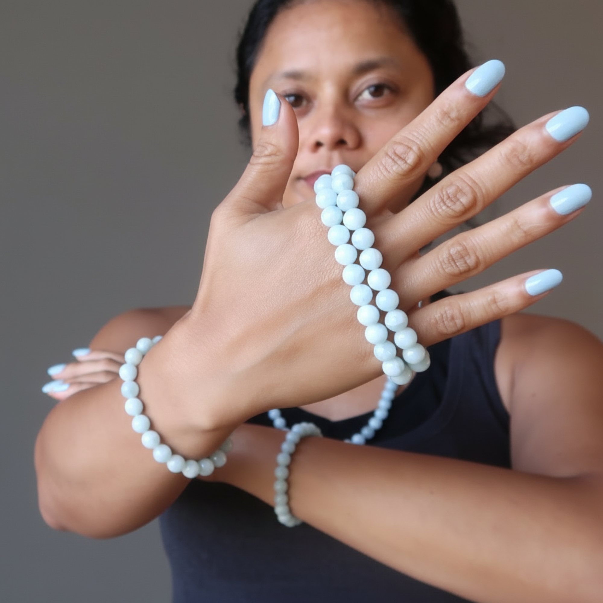 Bracelet Aigue-marine Perles de Pierres Précieuses de Béatitude Précieuse