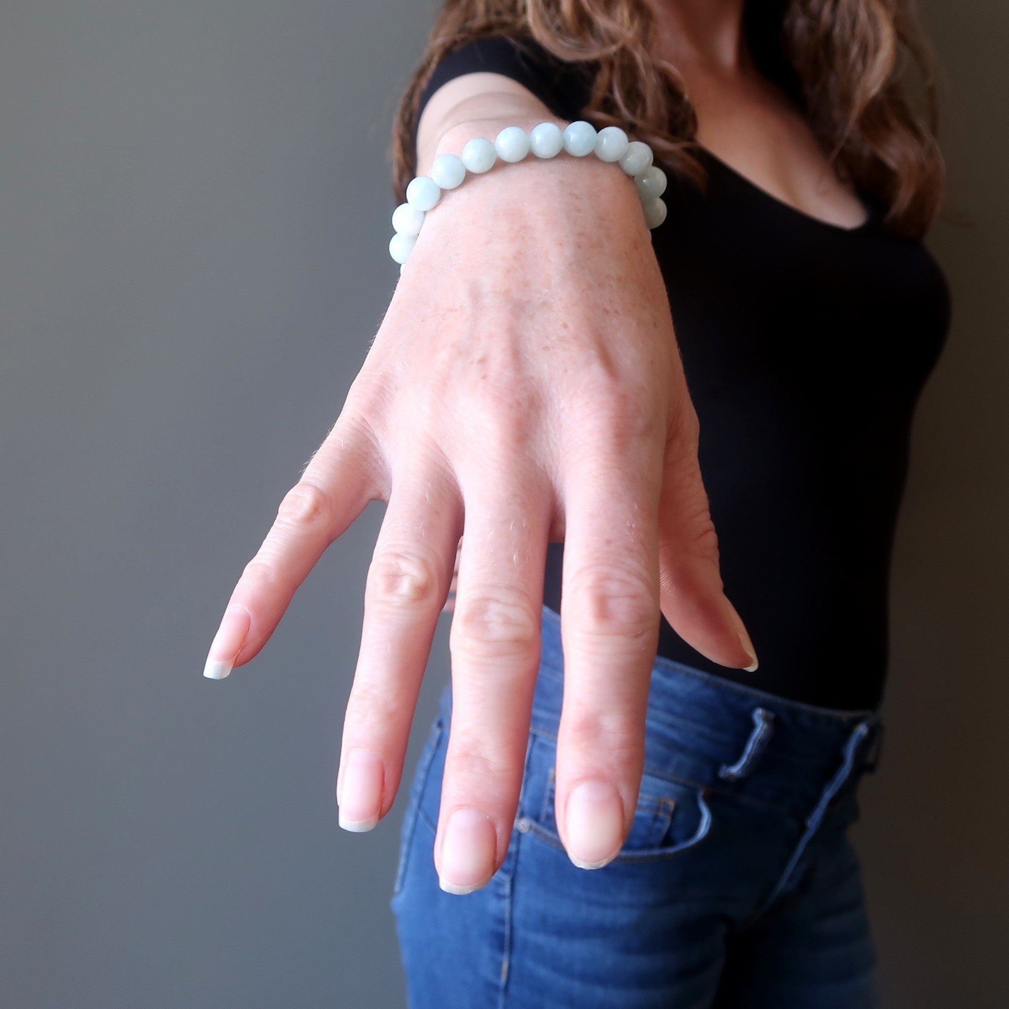 Bracelet Aigue-marine Perles de Pierres Précieuses de Béatitude Précieuse