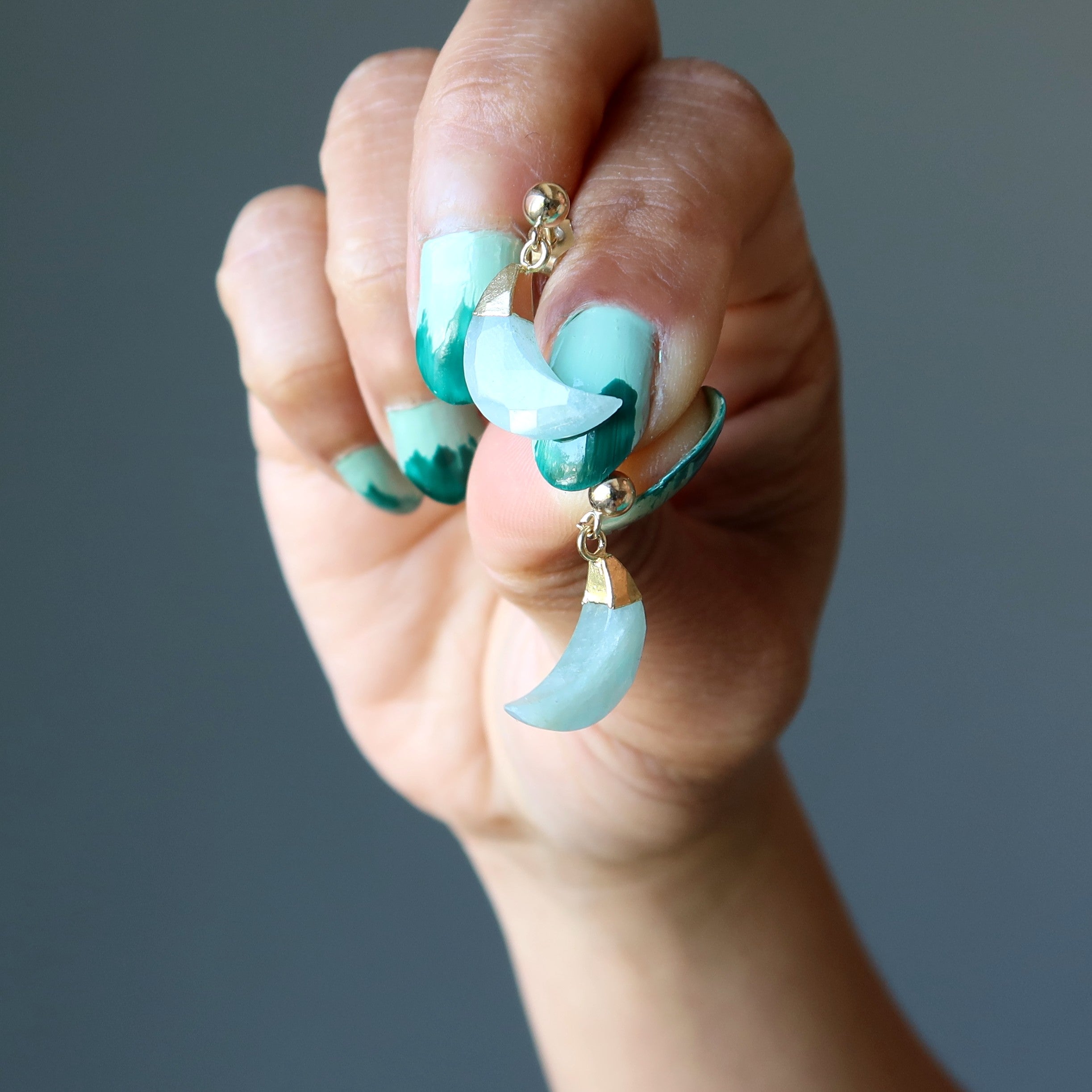 Aquamarine Earrings Blue Moon Magic 24-Karat Gold