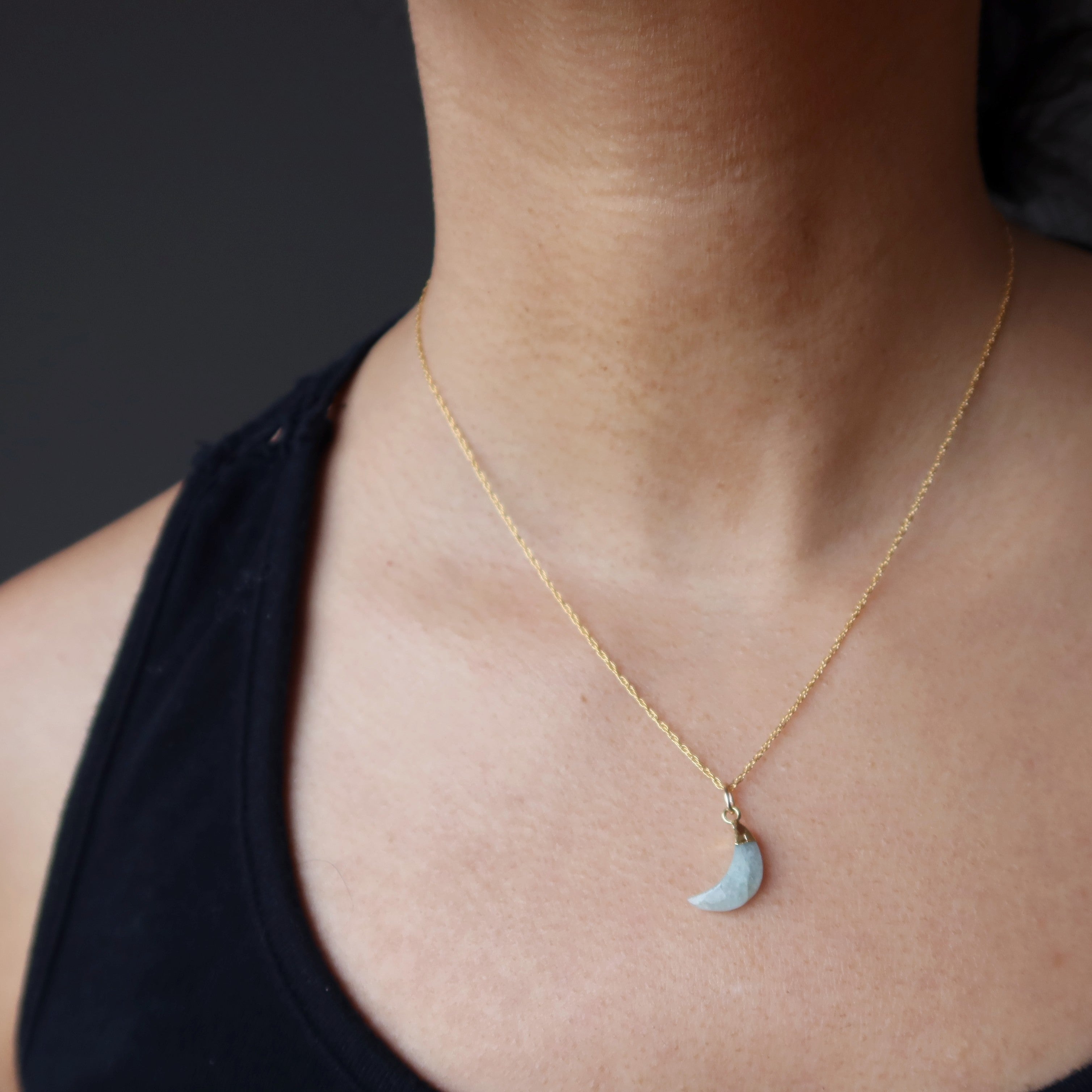 Aquamarine Necklace Blue Moon Gem 24-Karat Gold