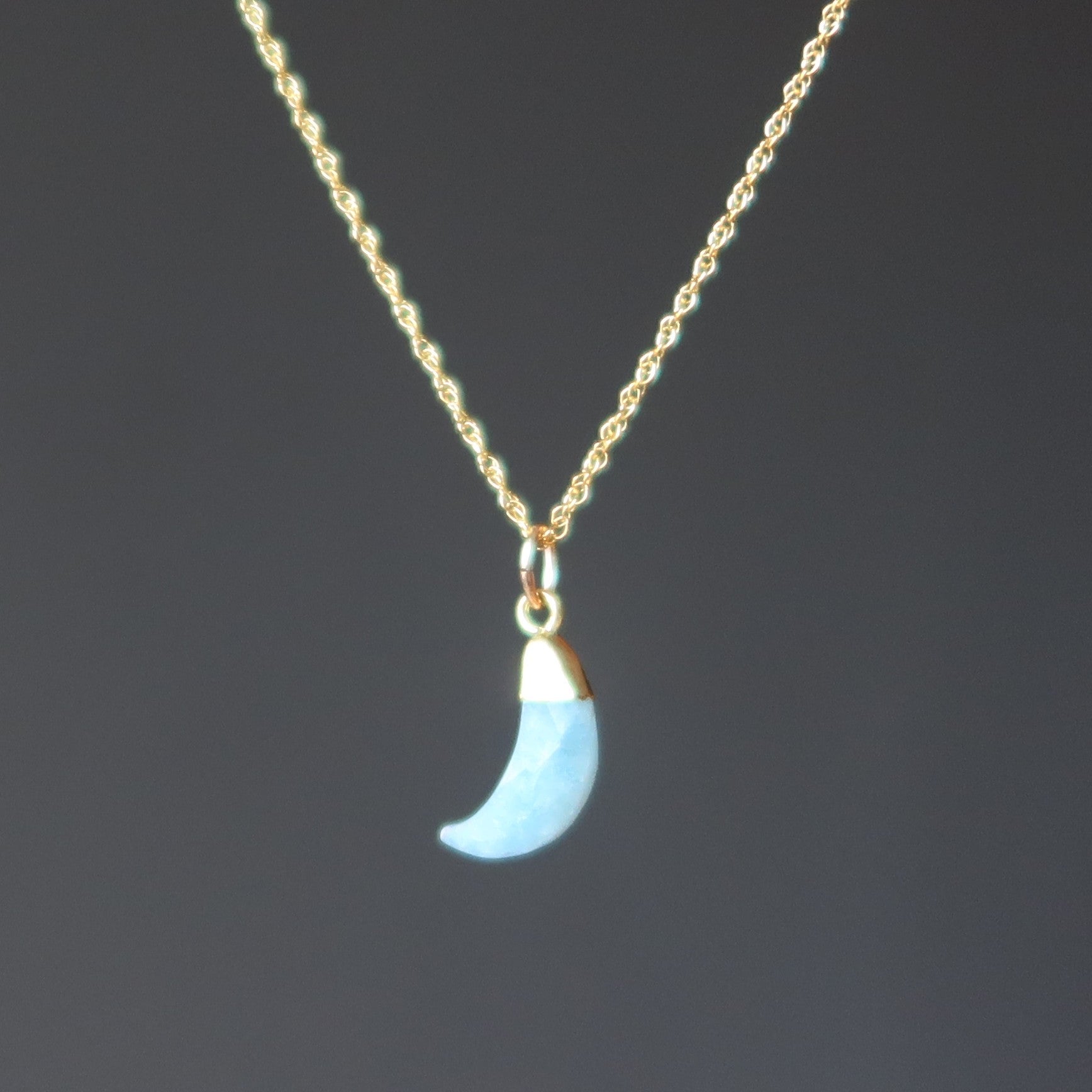 Aquamarine Necklace Blue Moon Gem 24-Karat Gold