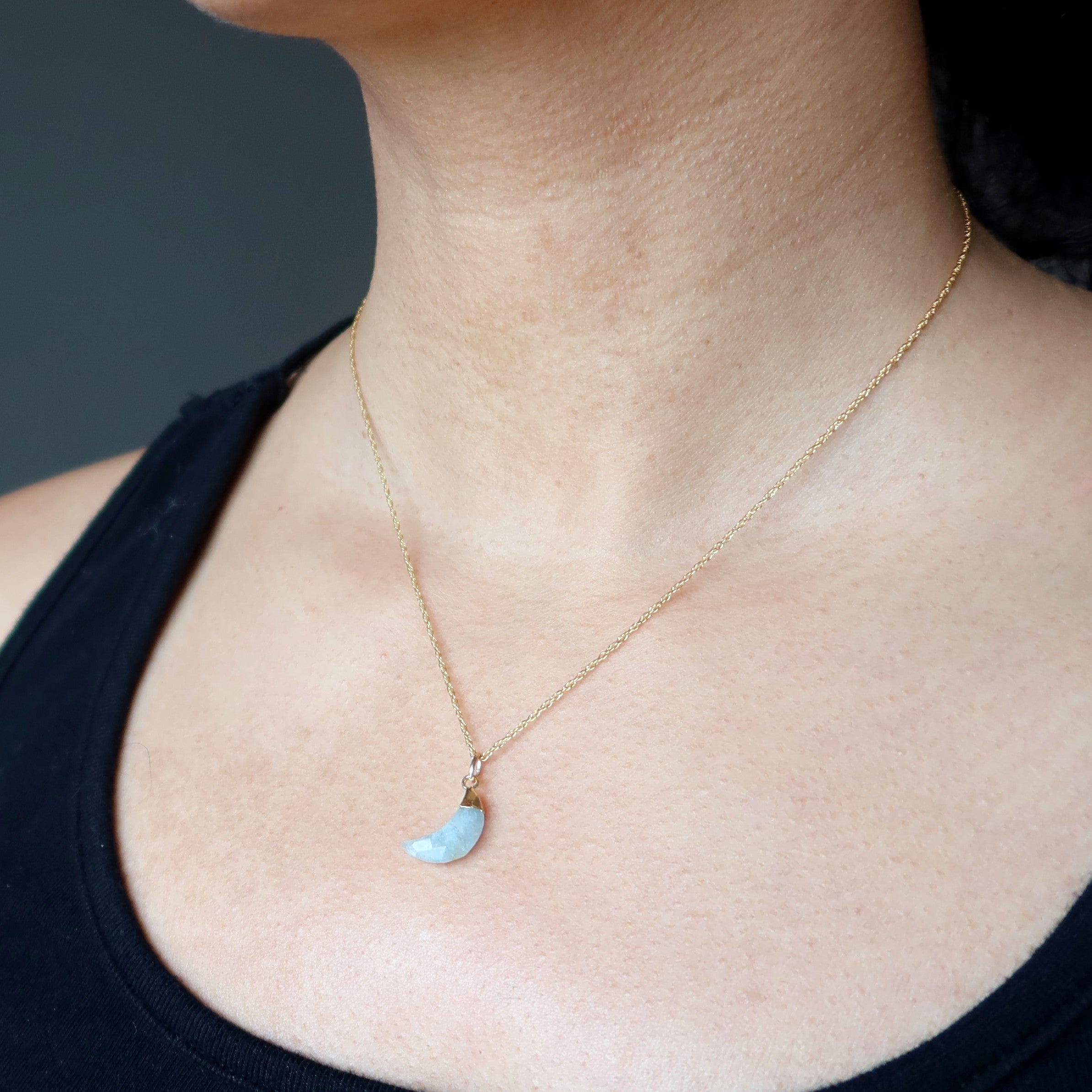 Aquamarine Necklace Blue Moon Gem 24-Karat Gold