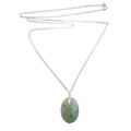 Collier aigue-marine, ovale bleu, faisceau, argent sterling