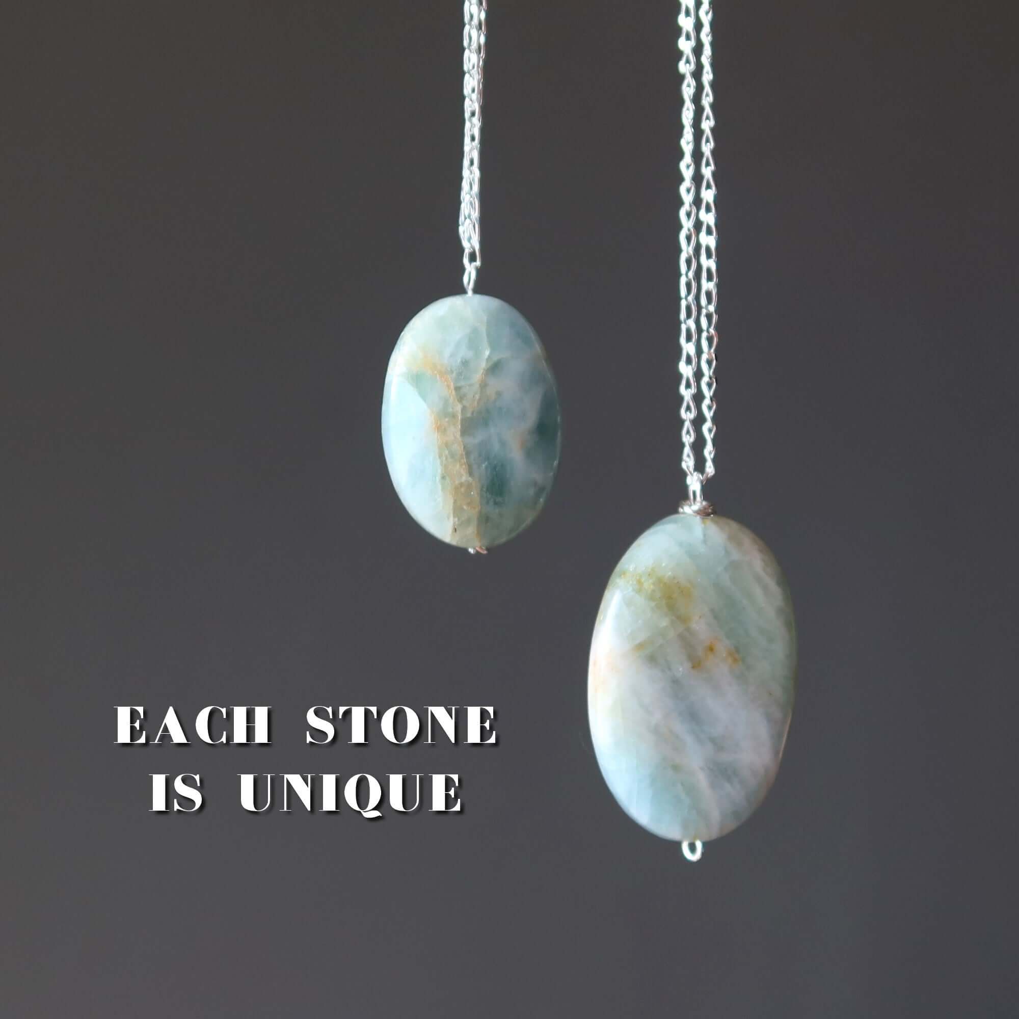 Collier aigue-marine, ovale bleu, faisceau, argent sterling