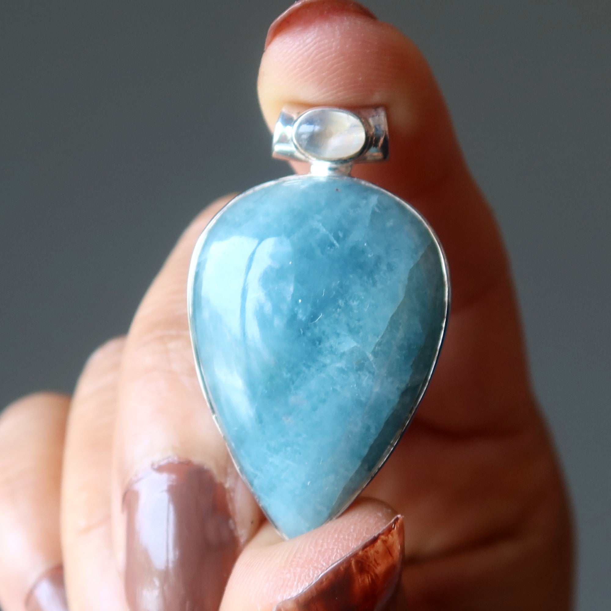 Aquamarine Pendant Drop of Dew Sterling Silver