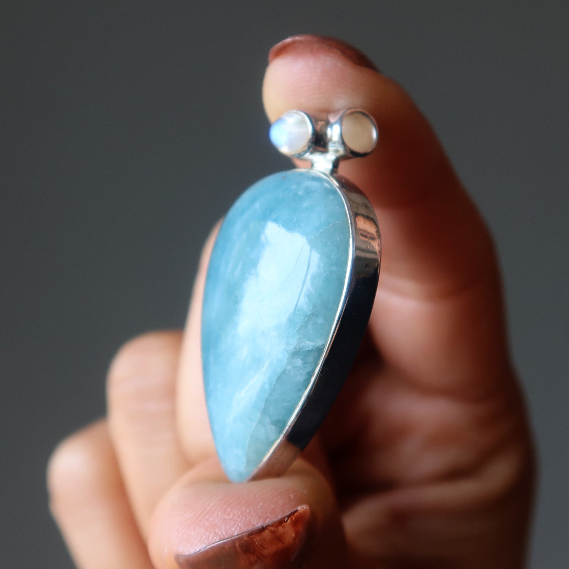 Aquamarine Pendant Drop of Dew Sterling Silver