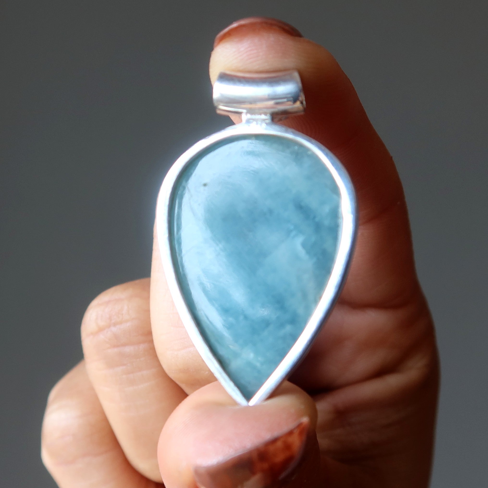 Aquamarine Pendant Drop of Dew Sterling Silver