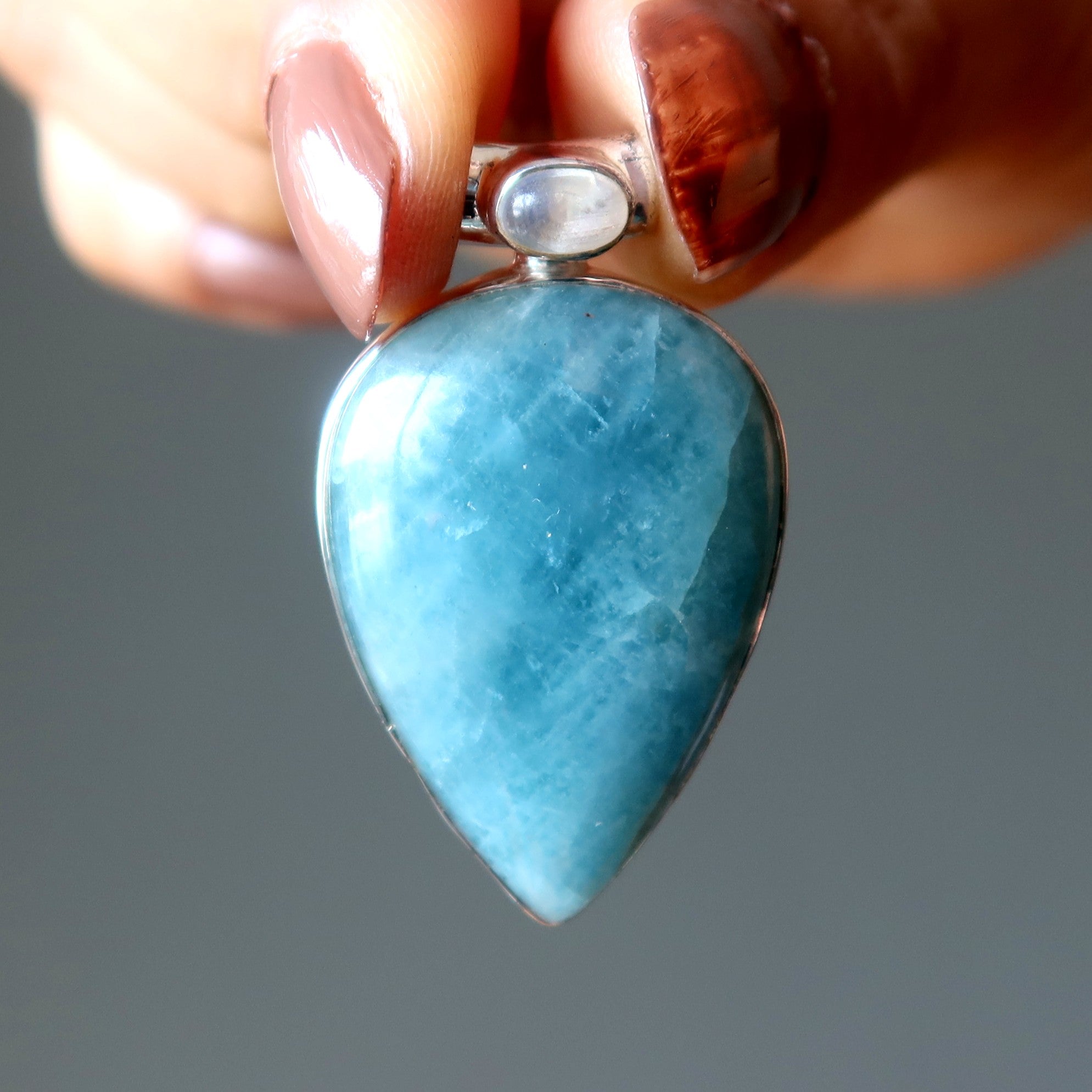 Aquamarine Pendant Drop of Dew Sterling Silver