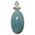 Pendentif Aigue-marine Topaze Bleue Brise Arctique Argent Sterling