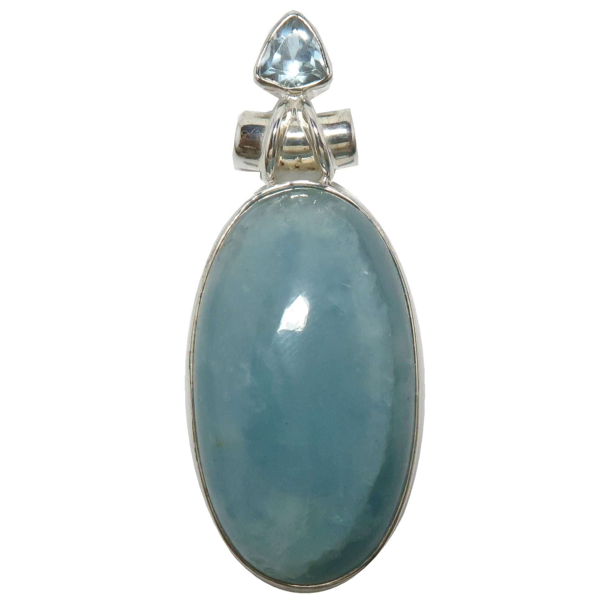 Pendentif Aigue-marine Topaze Bleue Brise Arctique Argent Sterling