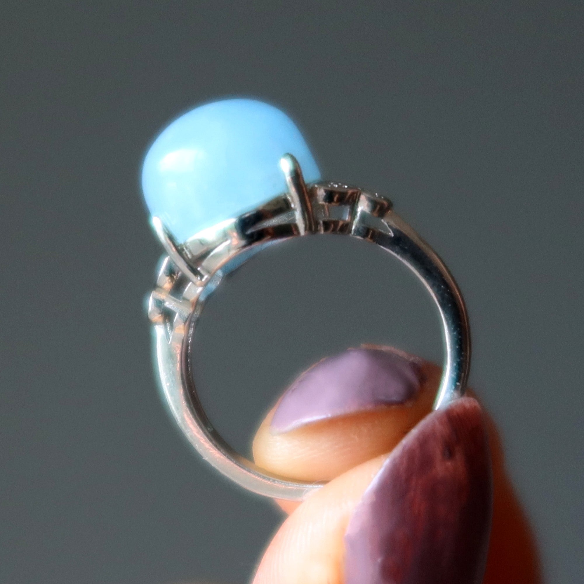 Aquamarine Ring Titanic Jewel Icy White Bronze